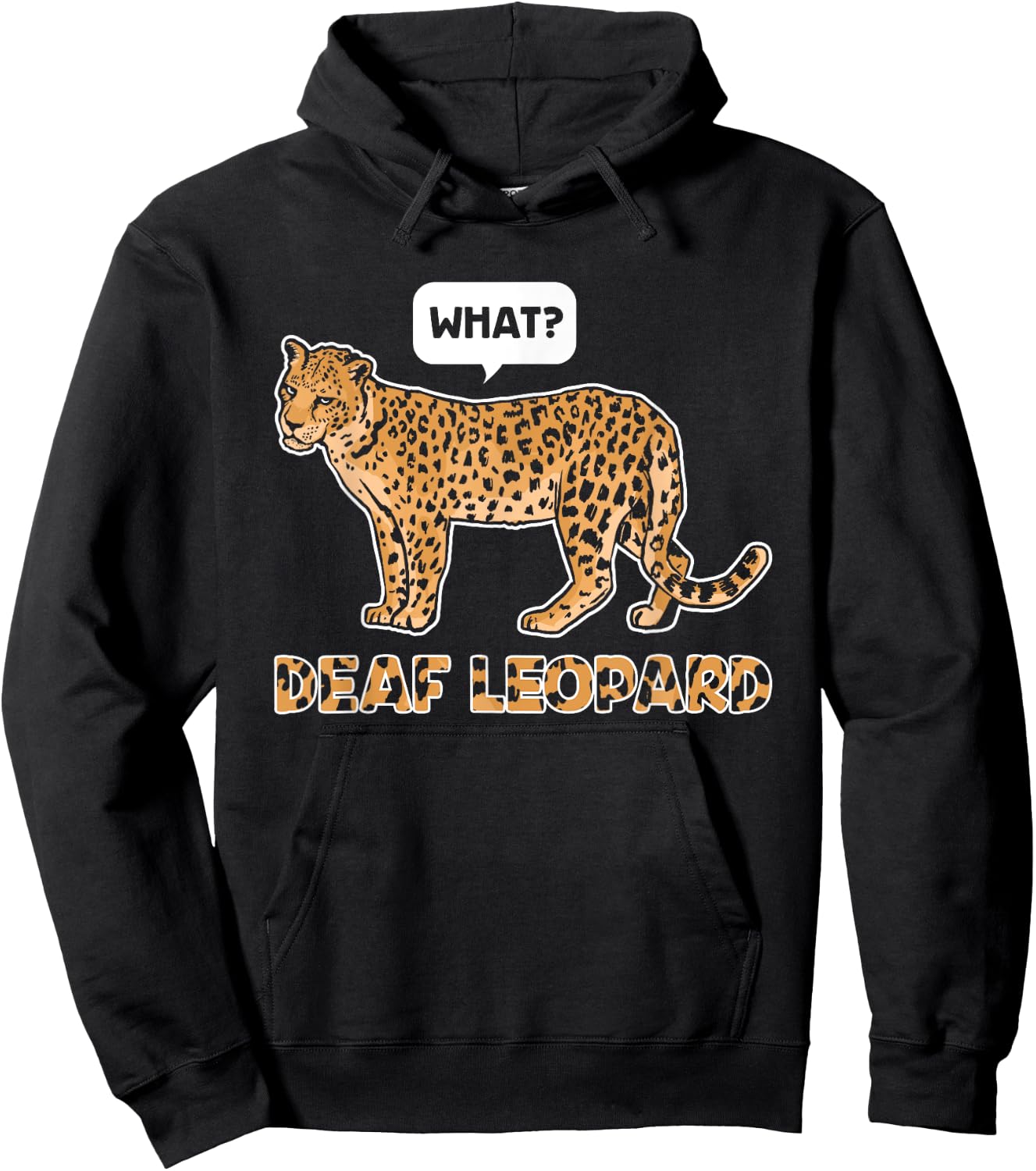 Deaf Leopard Music Funny Band Pun Deaf Awareness Hoodie - Hoodie | Black