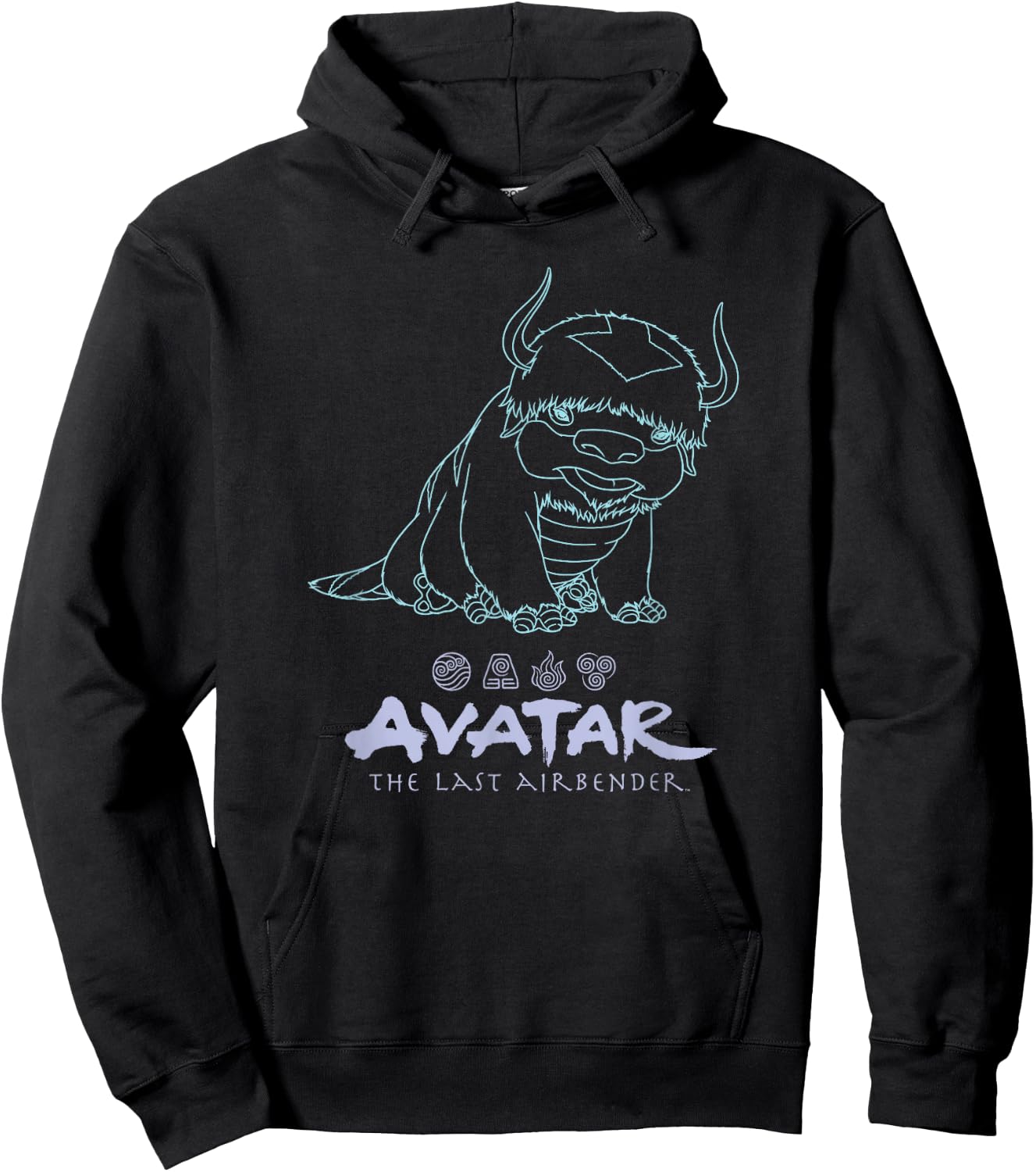 Avatar: The Last Airbender Appa Outline Portrait Hoodie - Hoodie | Black