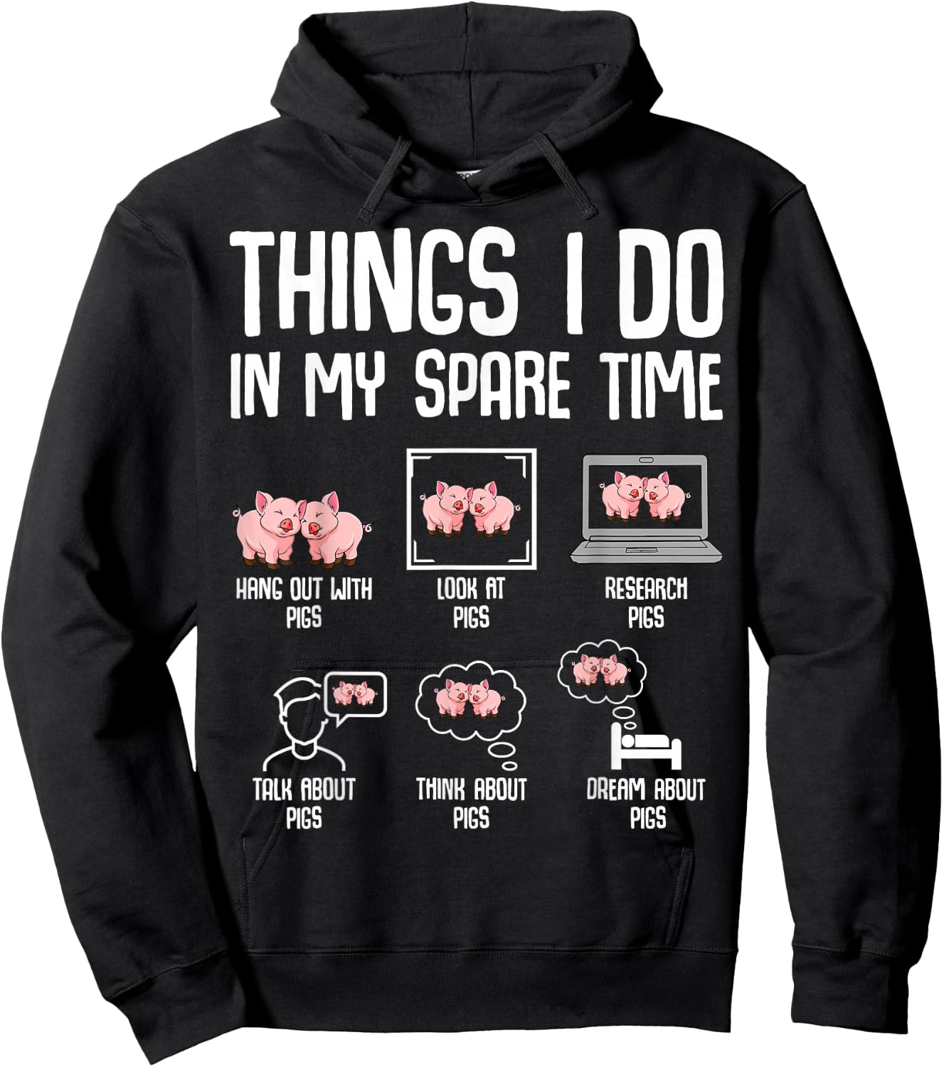Pig Things I Do in My Spare Time Women Kids Hoodie - Hoodie | Black