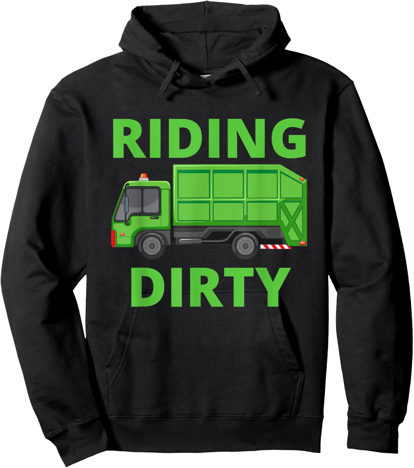 Recycling Trash Garbage Truck Kids Men Riding Dirty Hoodie - Hoodie | Black