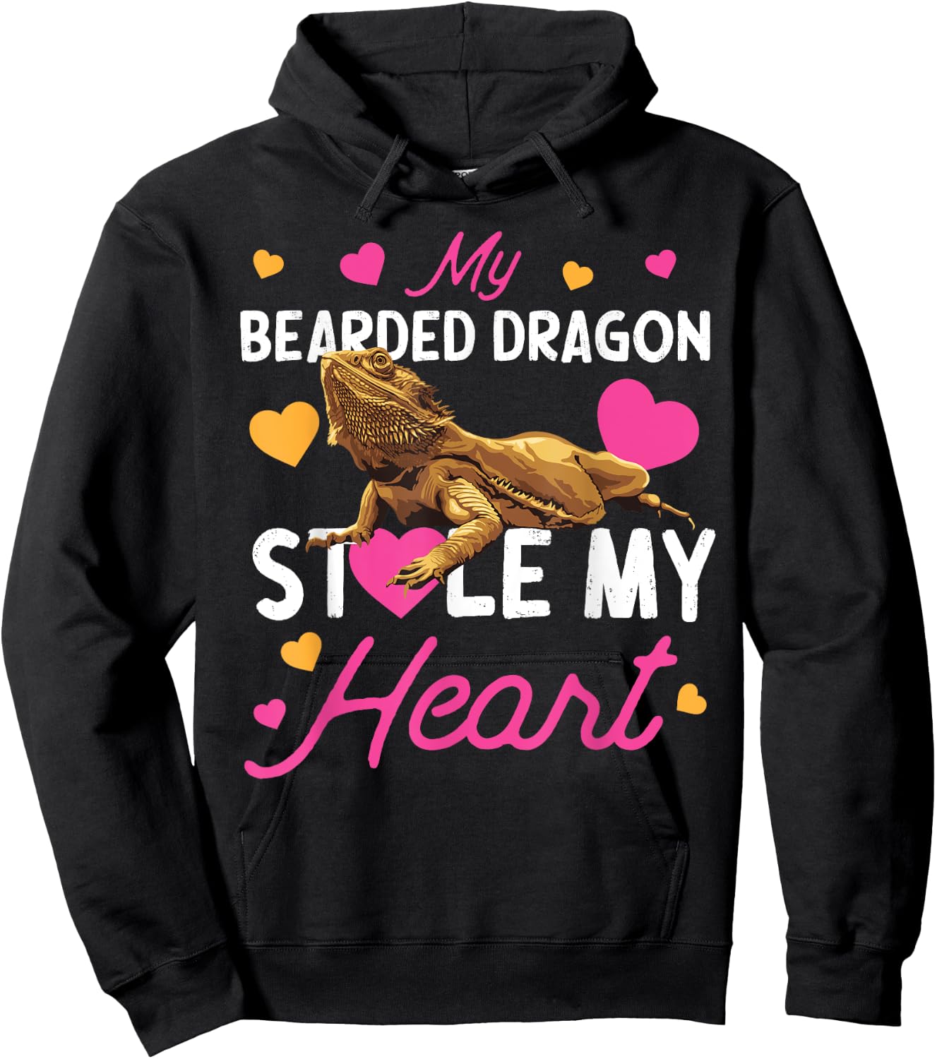 My Bearded Dragon Stole My Heart Valentines Day Hoodie - Hoodie | Black