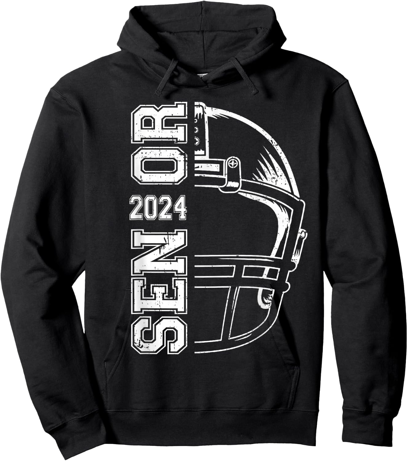Game Day Helmet American Football Senior 2024 Graduation Hoodie - Hoodie | Black