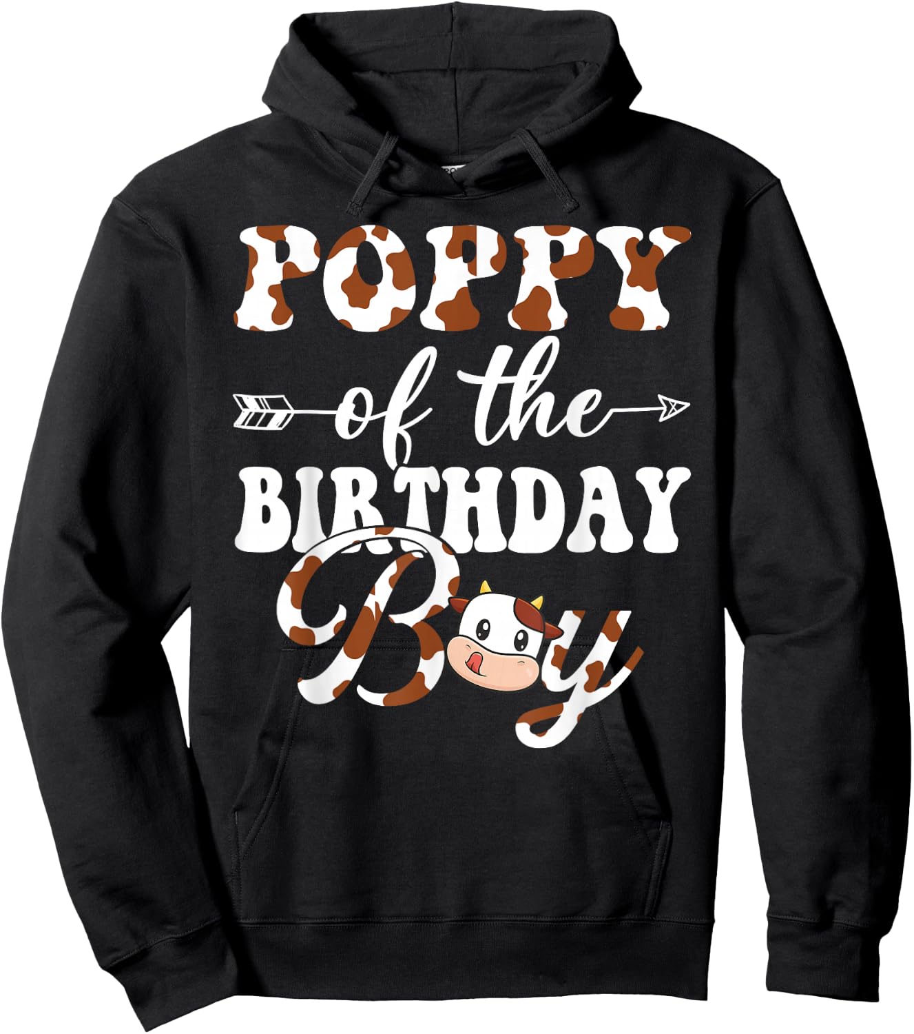 Poppy of The Birthday Boy Farm Cow Bday Party Hoodie - Hoodie | Black