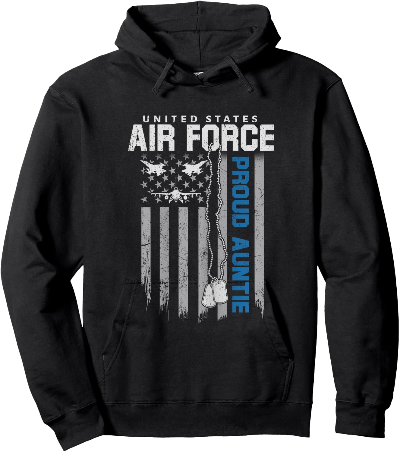 US Air Force Proud Auntie Flag American USAF Family Matching Hoodie - Hoodie | Black