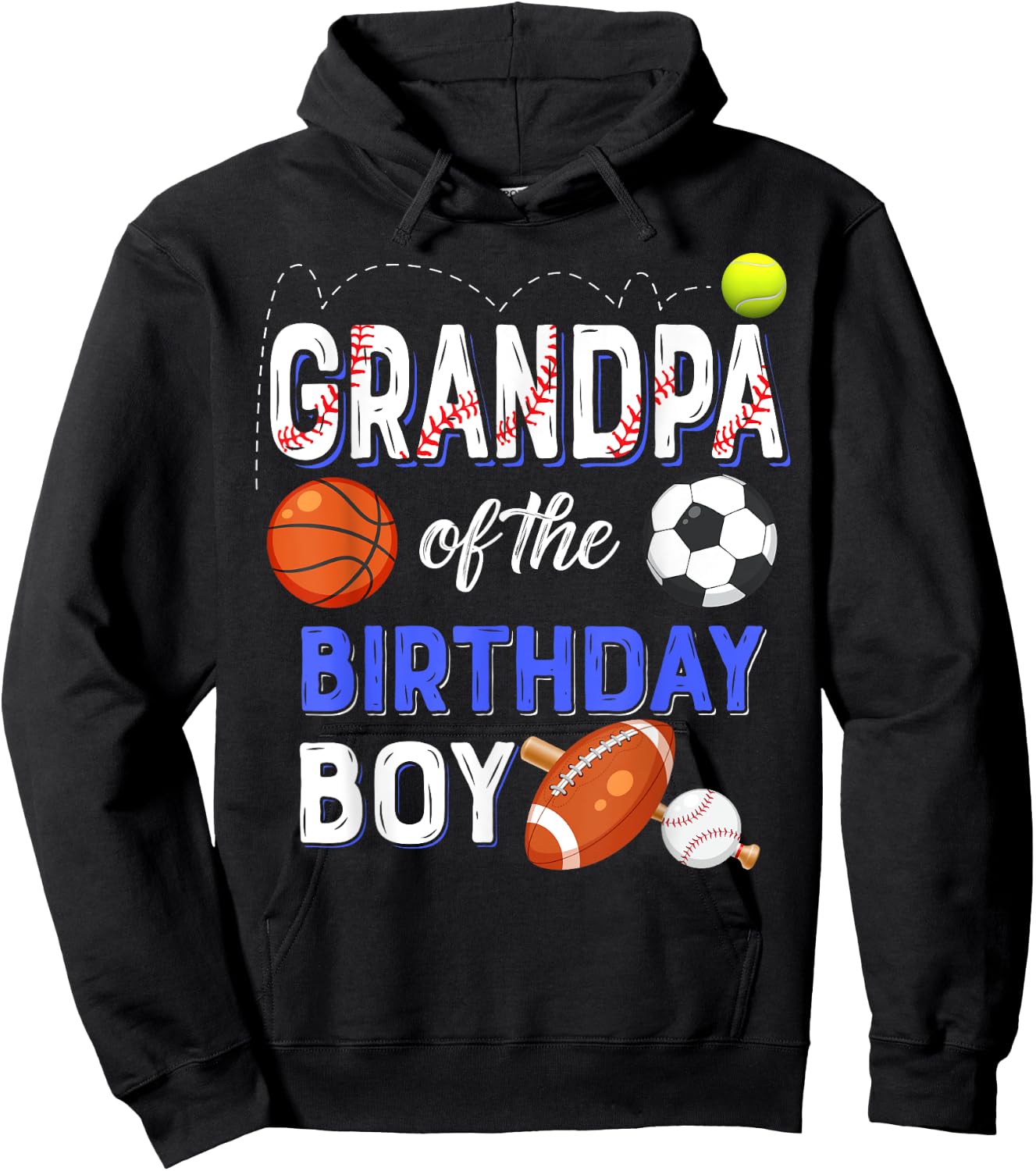 Grandpa Of The Birthday Boy Sports 1st Family Matching Party Hoodie - Hoodie | Black