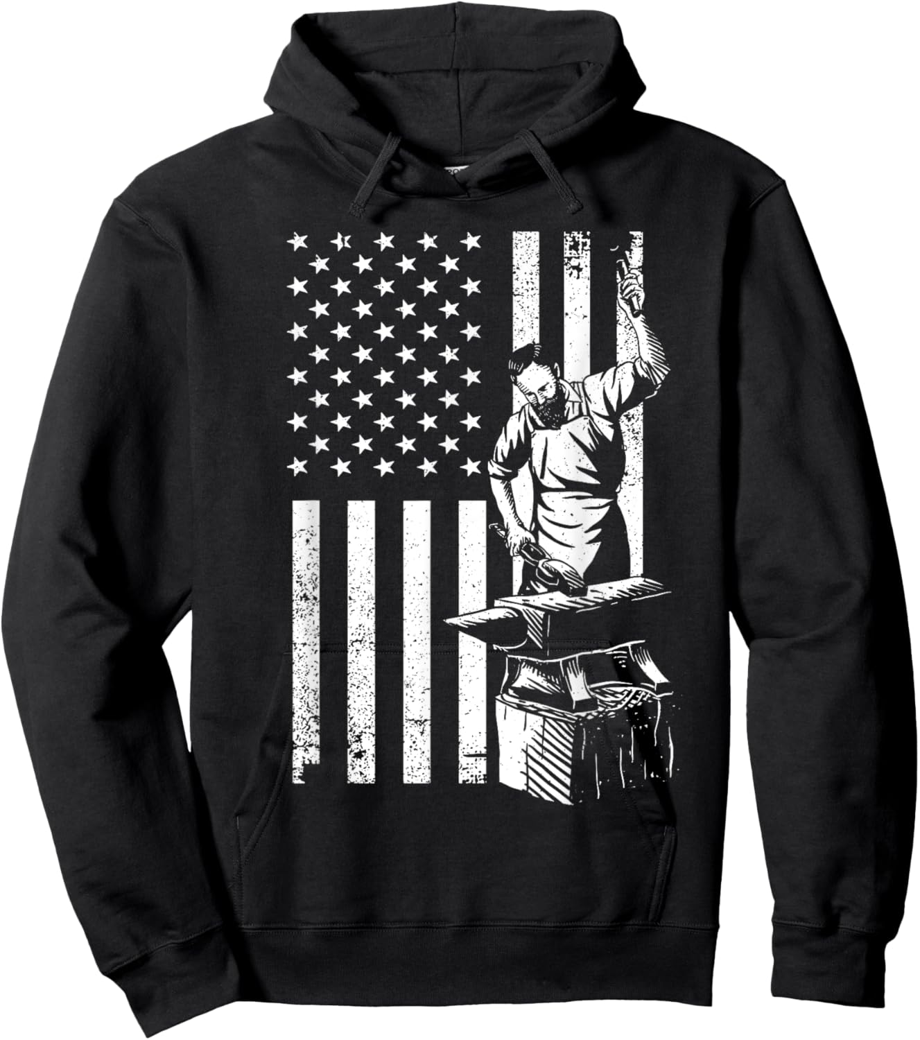 Cool US Flag Blacksmith Art Women Blacksmith Forging Hoodie - Hoodie | Black