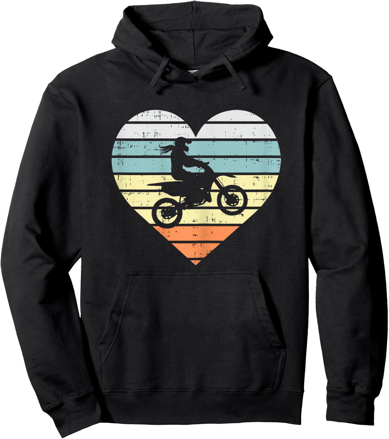 Dirt Biker Girl Heart Retro Motocross Racing Riding Gift Hoodie - Hoodie | Black