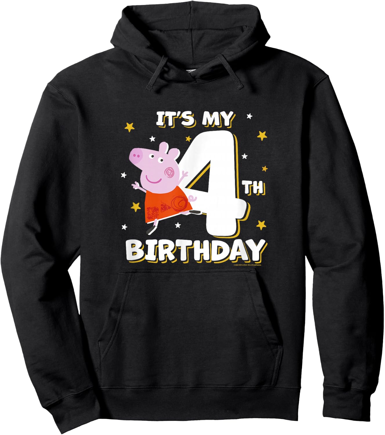 Peppa Pig It's My 4th Birthday Holiday Stars Celebration Hoodie - Hoodie | Black