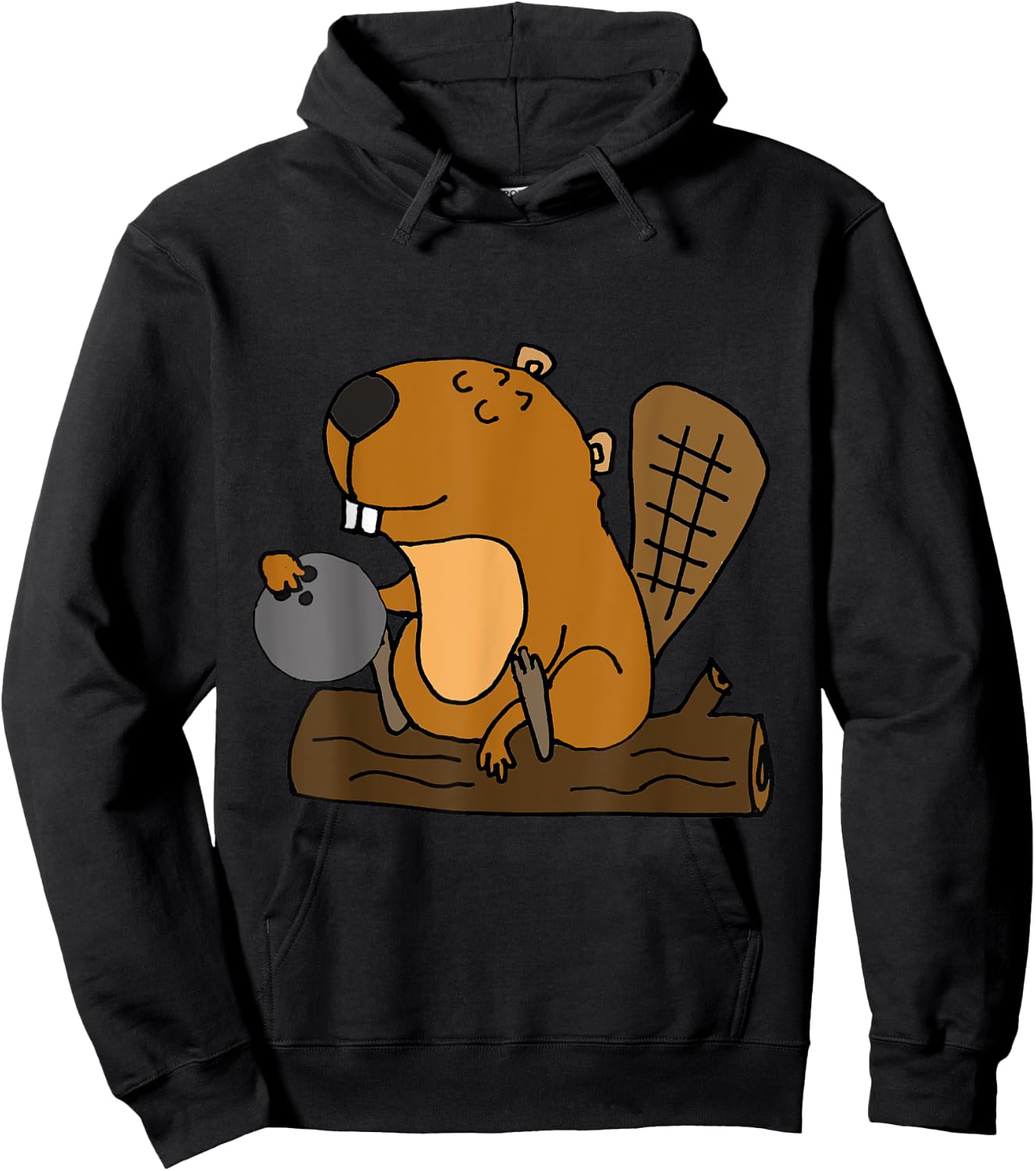 SmileteesAnim Funny Beaver Bowling Cartoon Hoodie - Hoodie | Black
