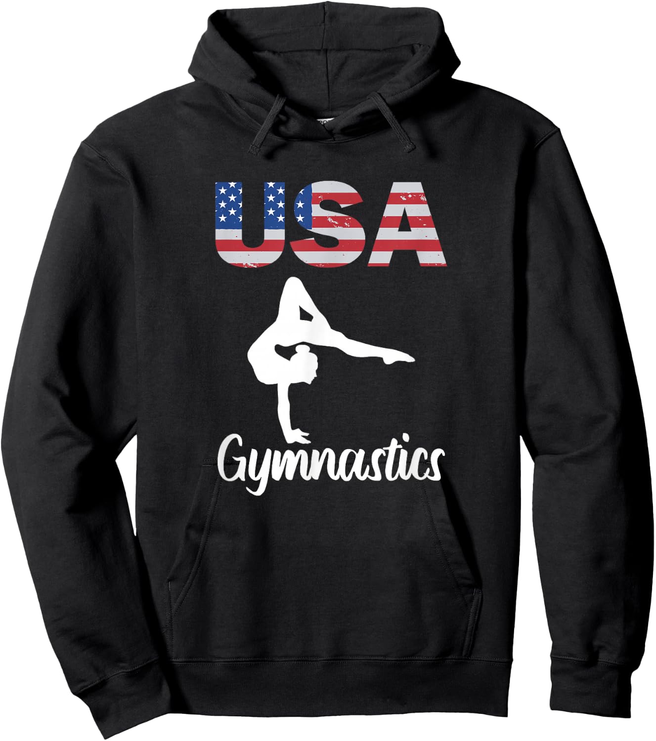 USA American Flag Gymnastics Gymnast 4th of July Hoodie - Hoodie | Black