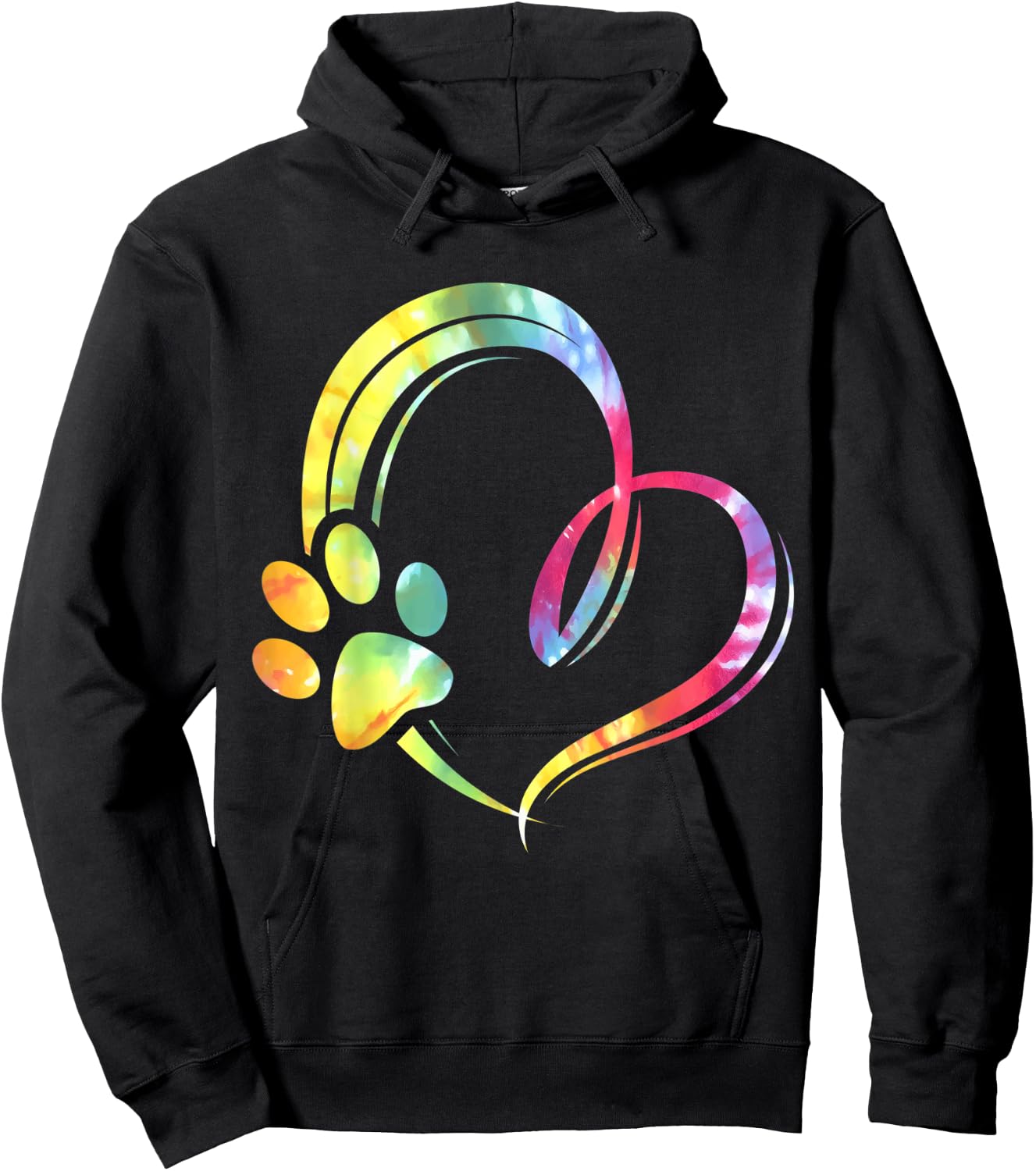 Watercolored Paw and Heart Design Dog Lover Women Hoodie - Hoodie | Black