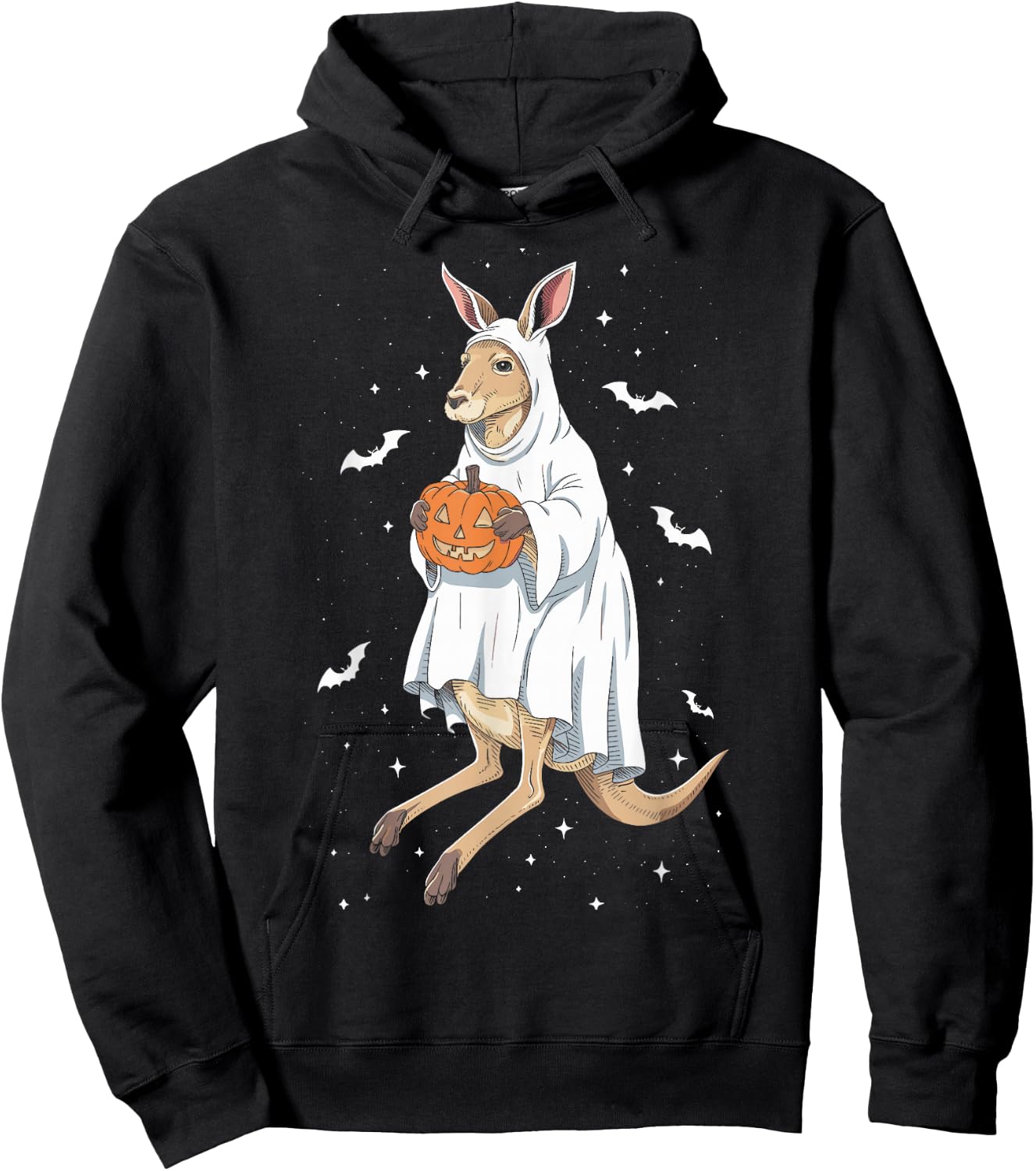 Funny Ghost Kangaroo Lovers Spooky Halloween Costume Hoodie - Hoodie | Black