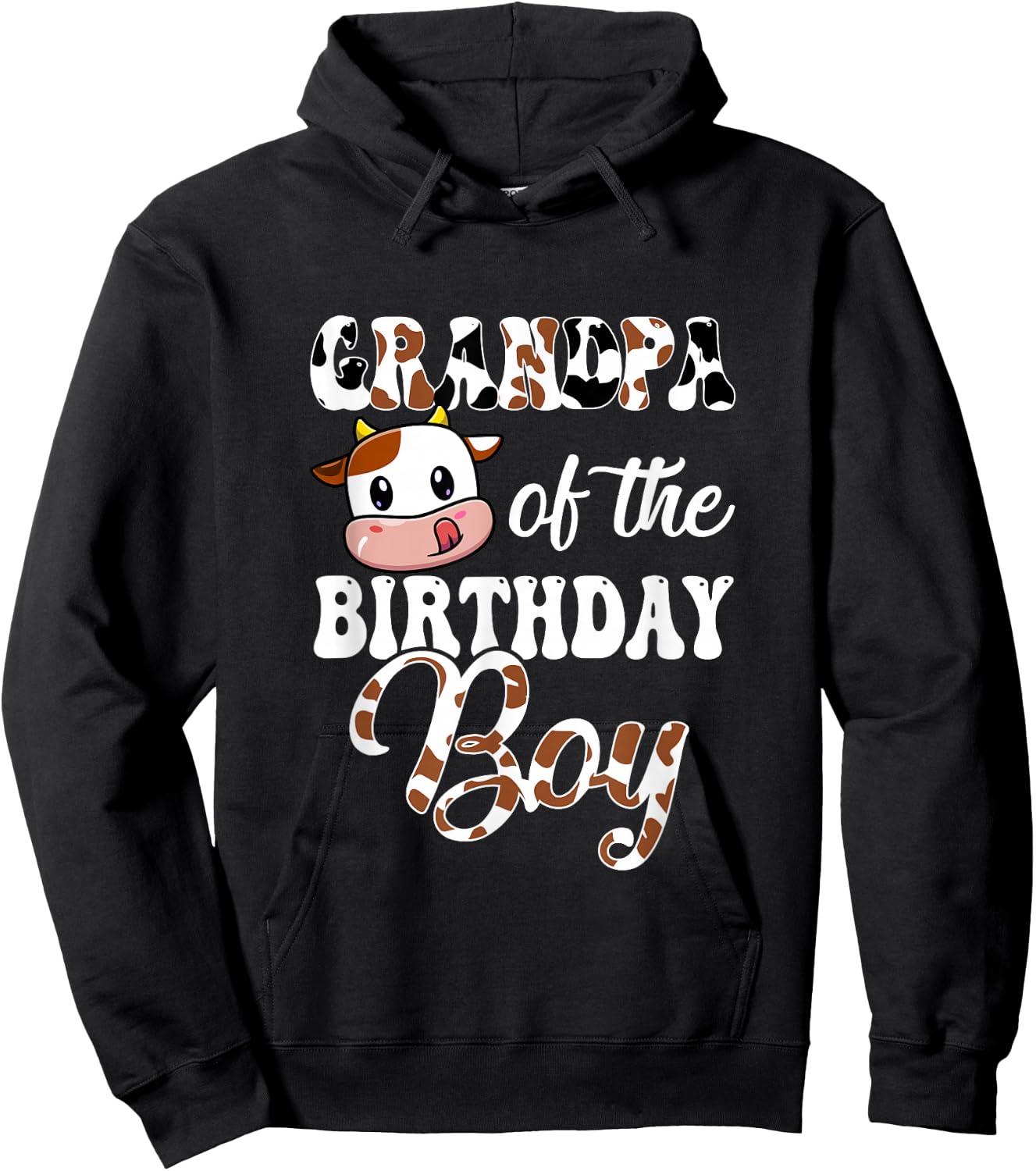 Grandpa Of The Birthday Boy Cow Farm 1St Birthday Boy Hoodie - Hoodie | Black