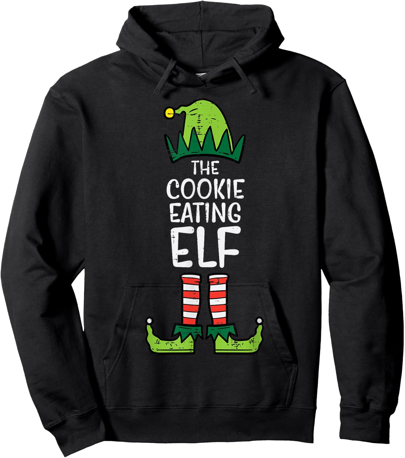 Cookie Eating Elf Xmas Christmas Family Dad Kids Hoodie - Hoodie | Black