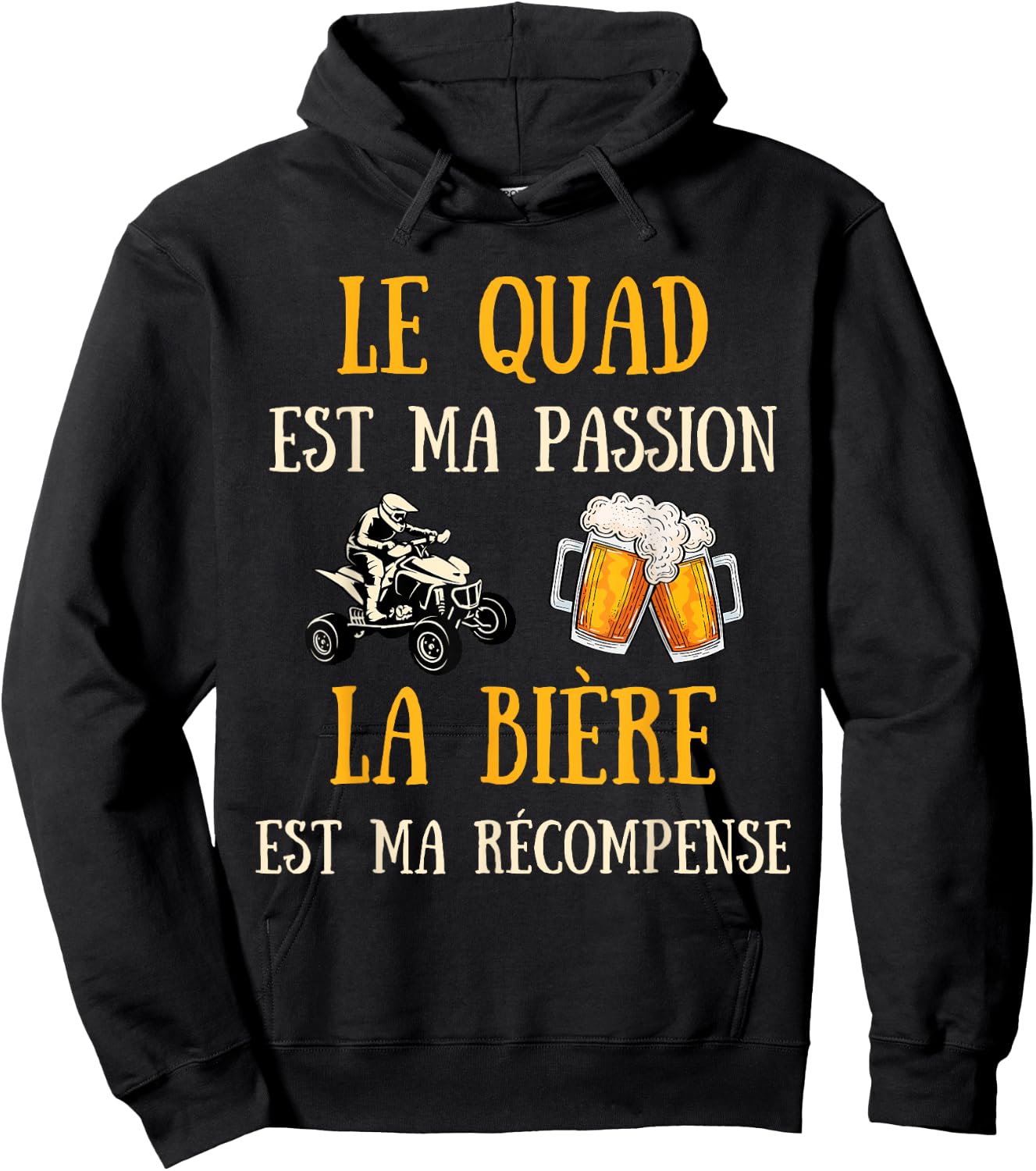 Men's Quad Humour Gift Funny Beer Hoodie - Hoodie | Black