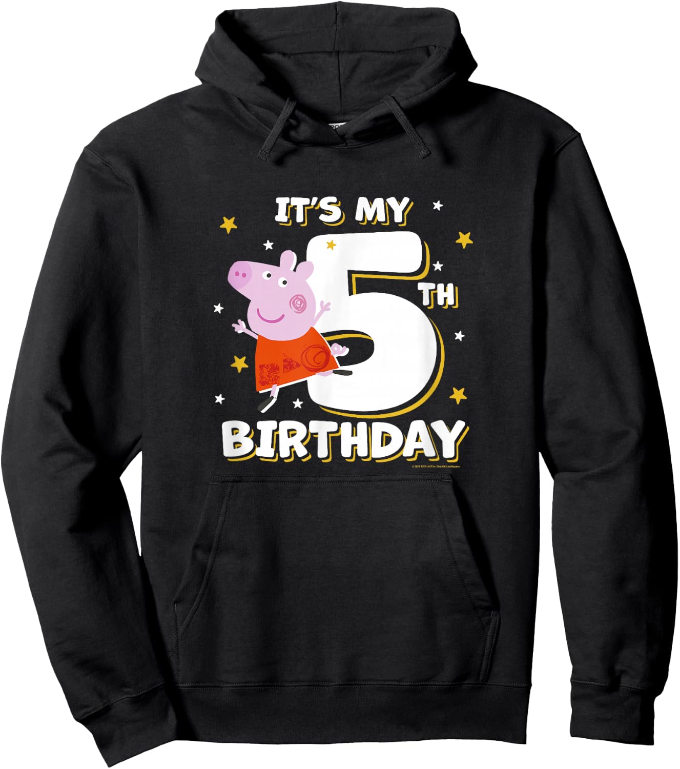 Peppa Pig It's My 5th Birthday Holiday Stars Celebration Hoodie - Hoodie | Black
