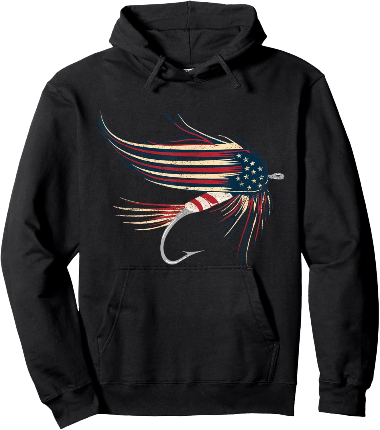 American Flag Salmon Fly Kids Men Hoodie - Hoodie | Black