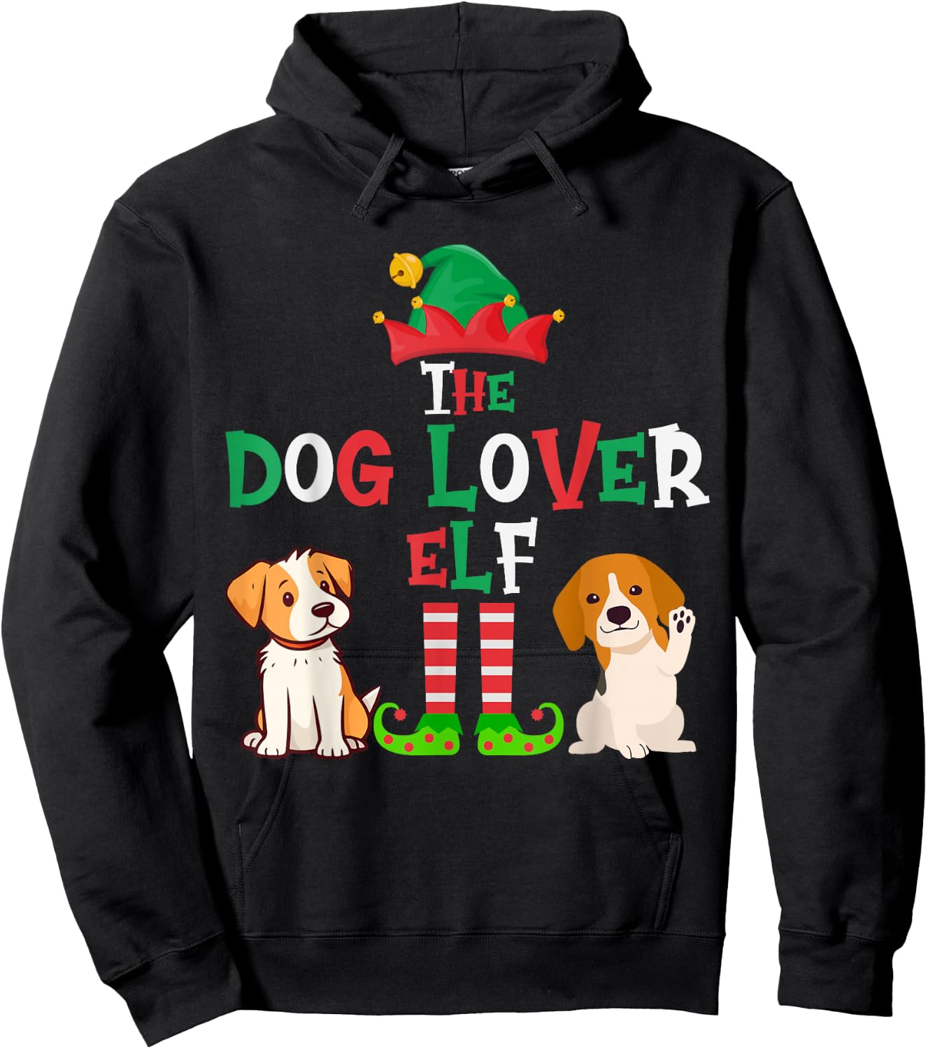 The Dog Lover Elf - Funny Matching Family Group Christmas Hoodie - Hoodie | Black