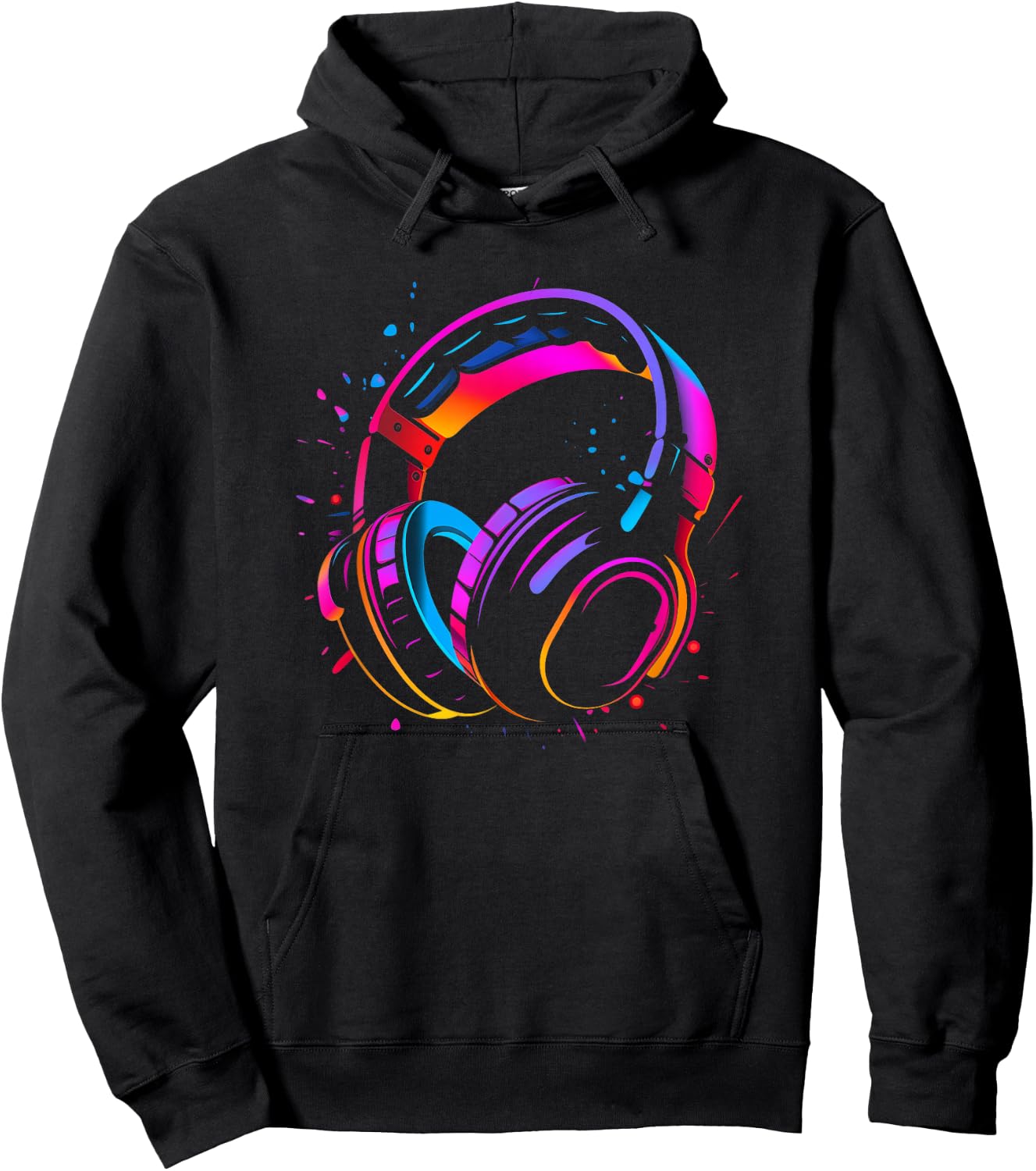 80s Style DJ Headphones Disc Jockey Nightclub , Black, S Hoodie - Hoodie | Black