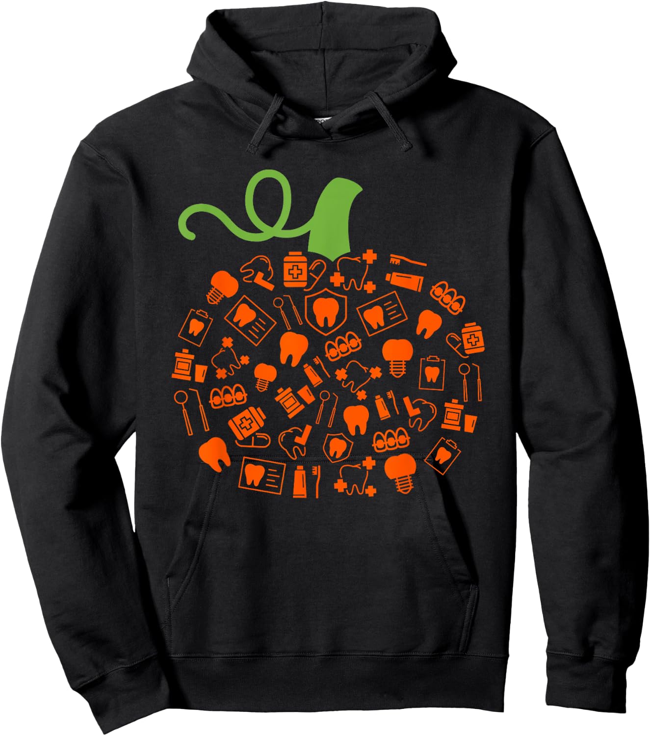 Teeth Ghost Pumpkin Witch Dental Halloween Dentist Dental Hoodie - Hoodie | Black