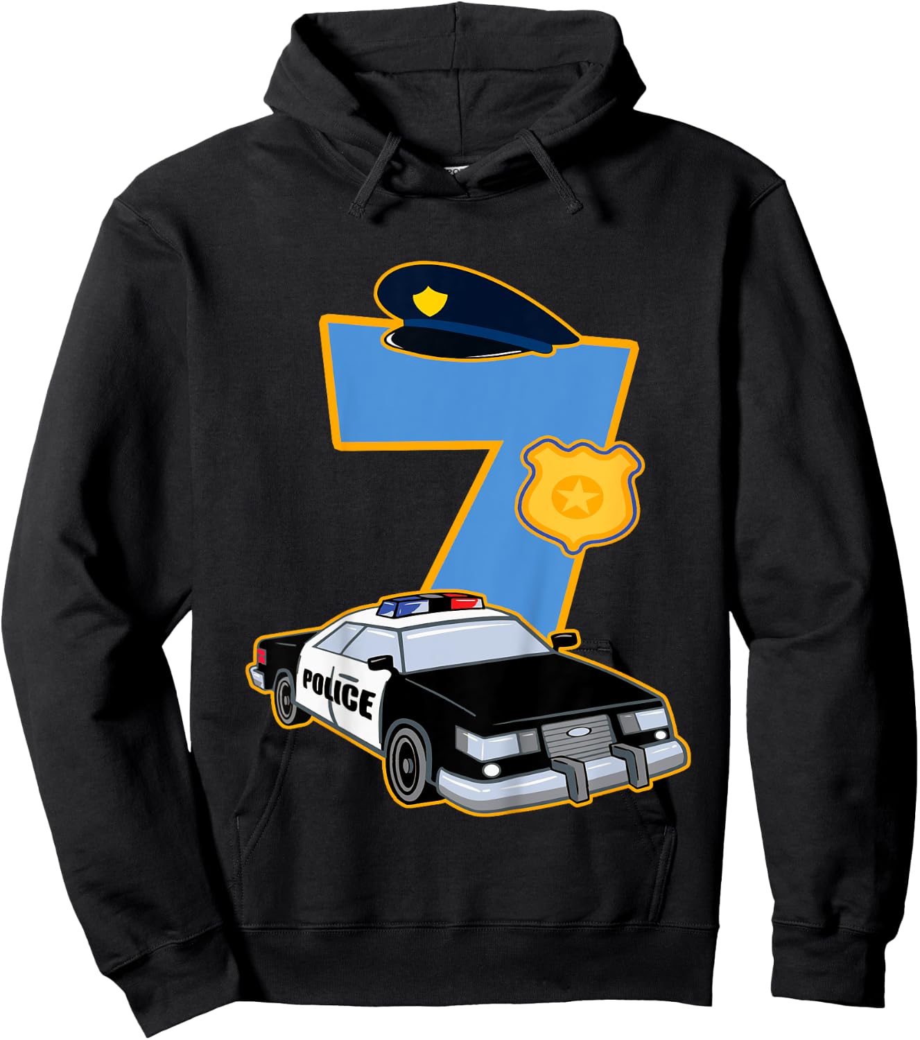 Kids 7th Birthday Police 7 Years Old Officer Car Costume Hoodie - Hoodie | Black