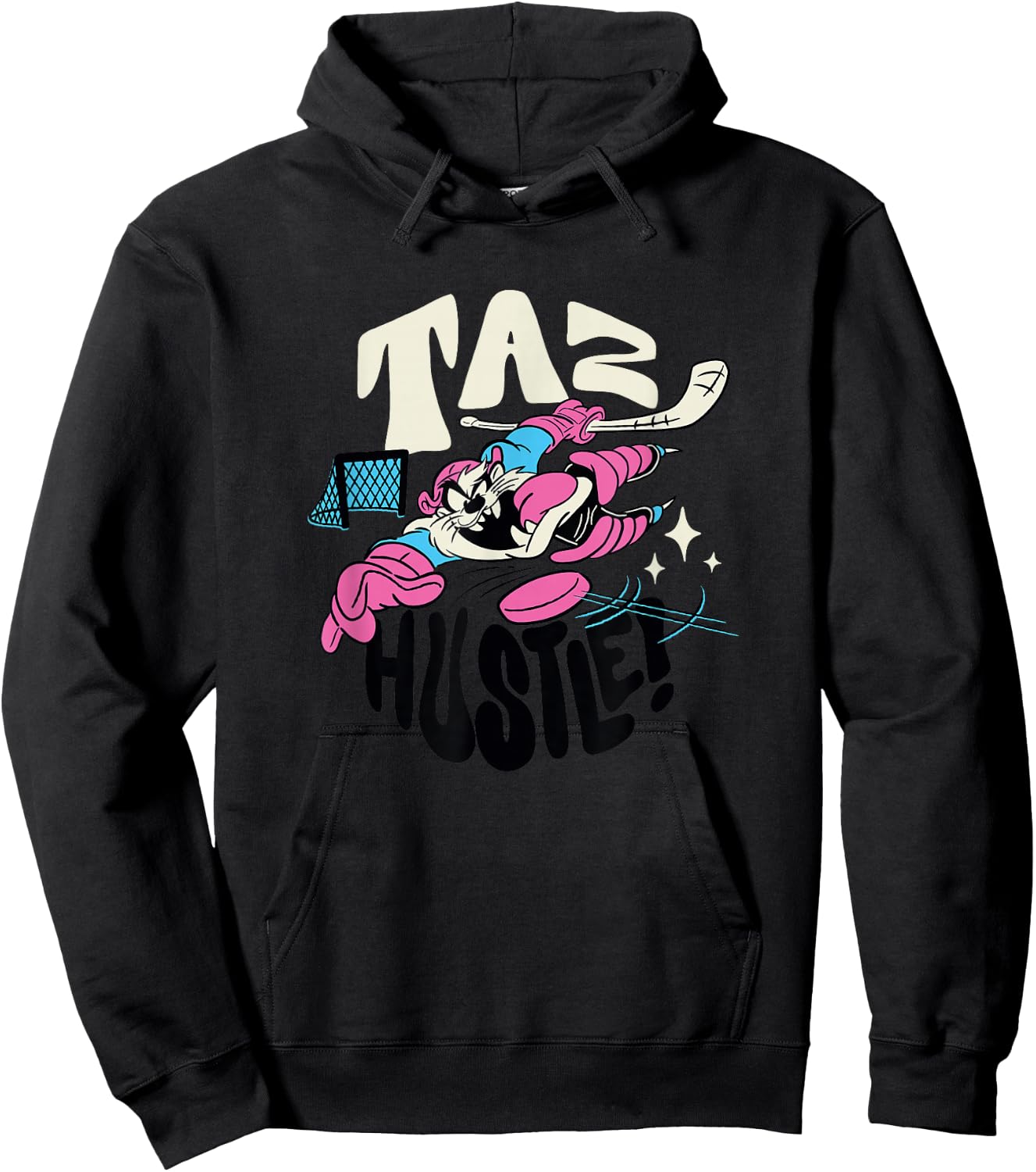 Looney Tunes Tasmanian Devil Retro Vintage Hockey Hustle Hoodie - Hoodie | Black