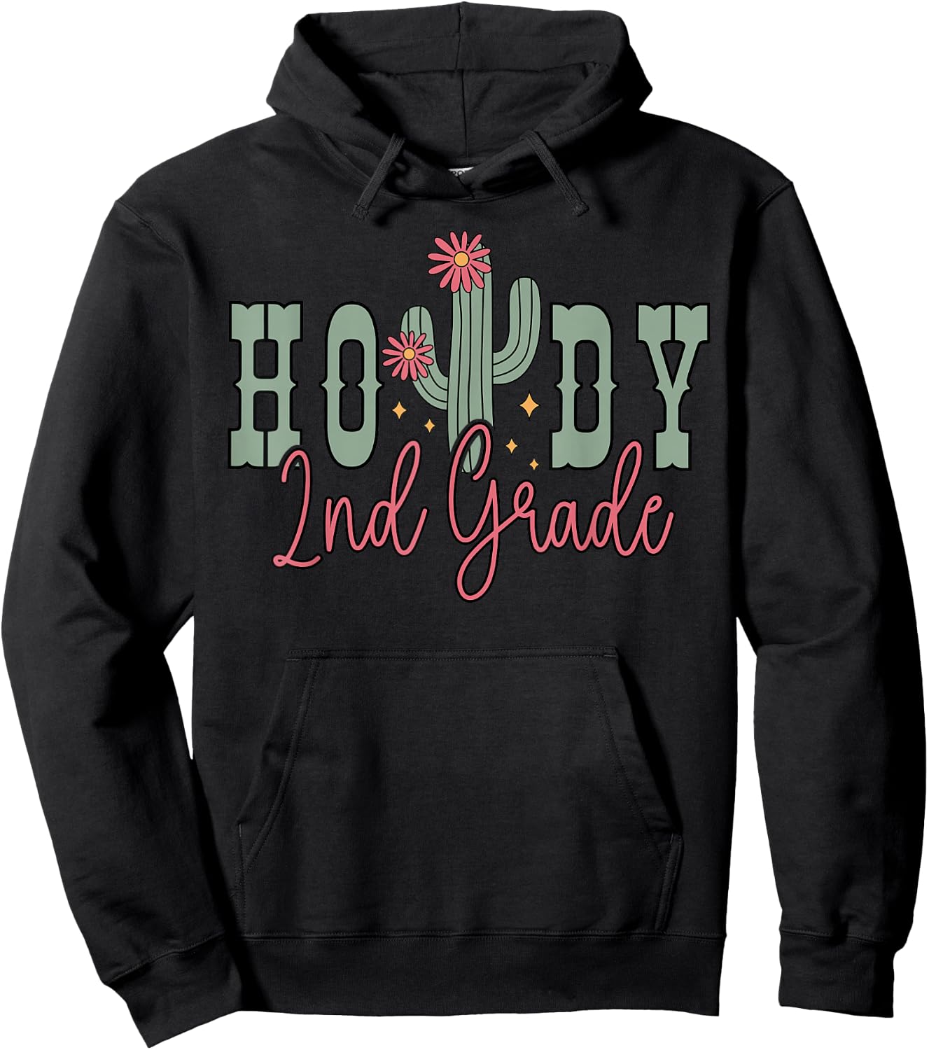 Howdy 2nd Grade Cactus Western Second Grade Teacher Kids Hoodie - Hoodie | Black