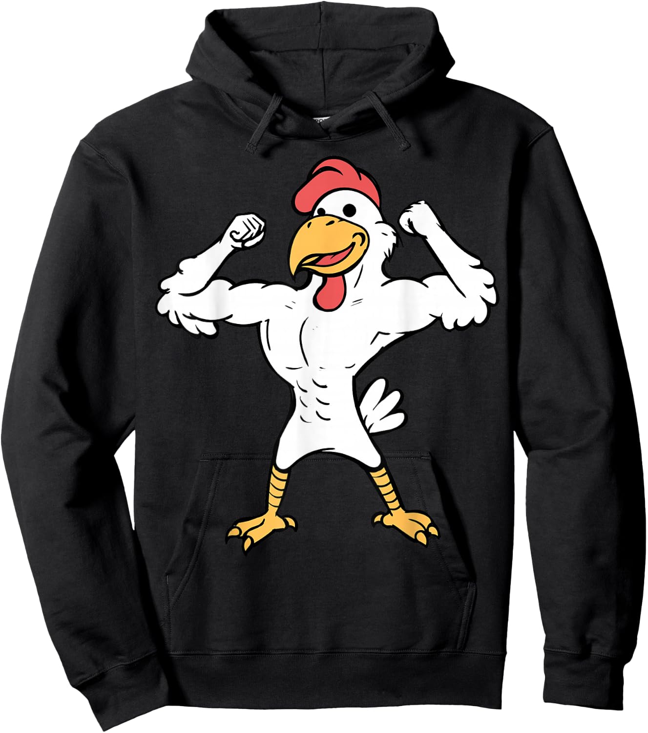 Muscle Chicken Muscle Chicken Flexing Fitness Cartoon Hoodie - Hoodie | Black