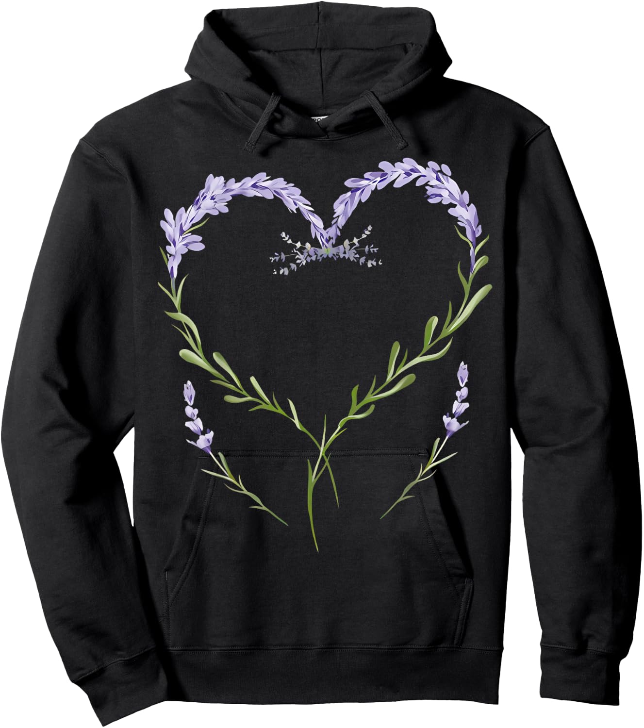 Vintage Botanical Heart Lavender Flower Gardening Floral Hoodie - Hoodie | Black