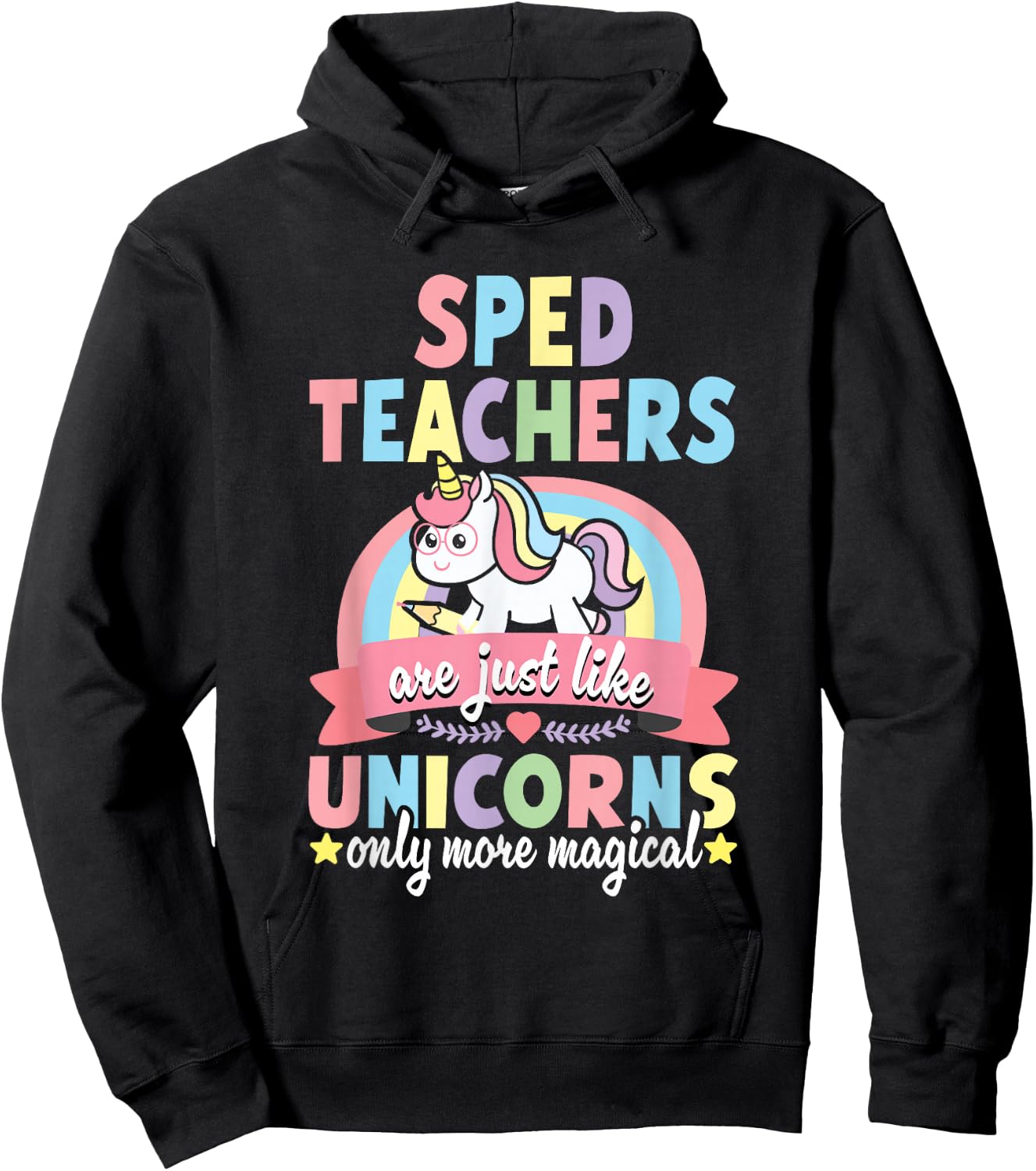 SPED Teacher Unicorn Funny Speducator Pre-K Back to School Hoodie - Hoodie | Black