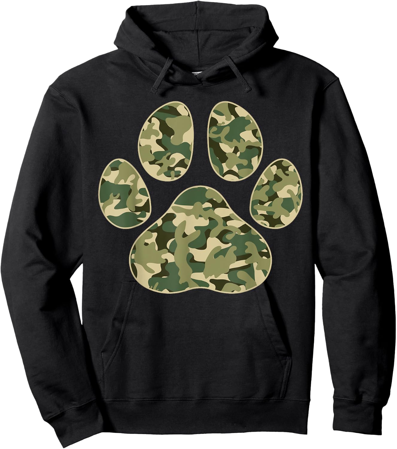 Cute Camo Paw Print Pet Owner Camouflage Paw Print Dog Lover Hoodie - Hoodie | Black