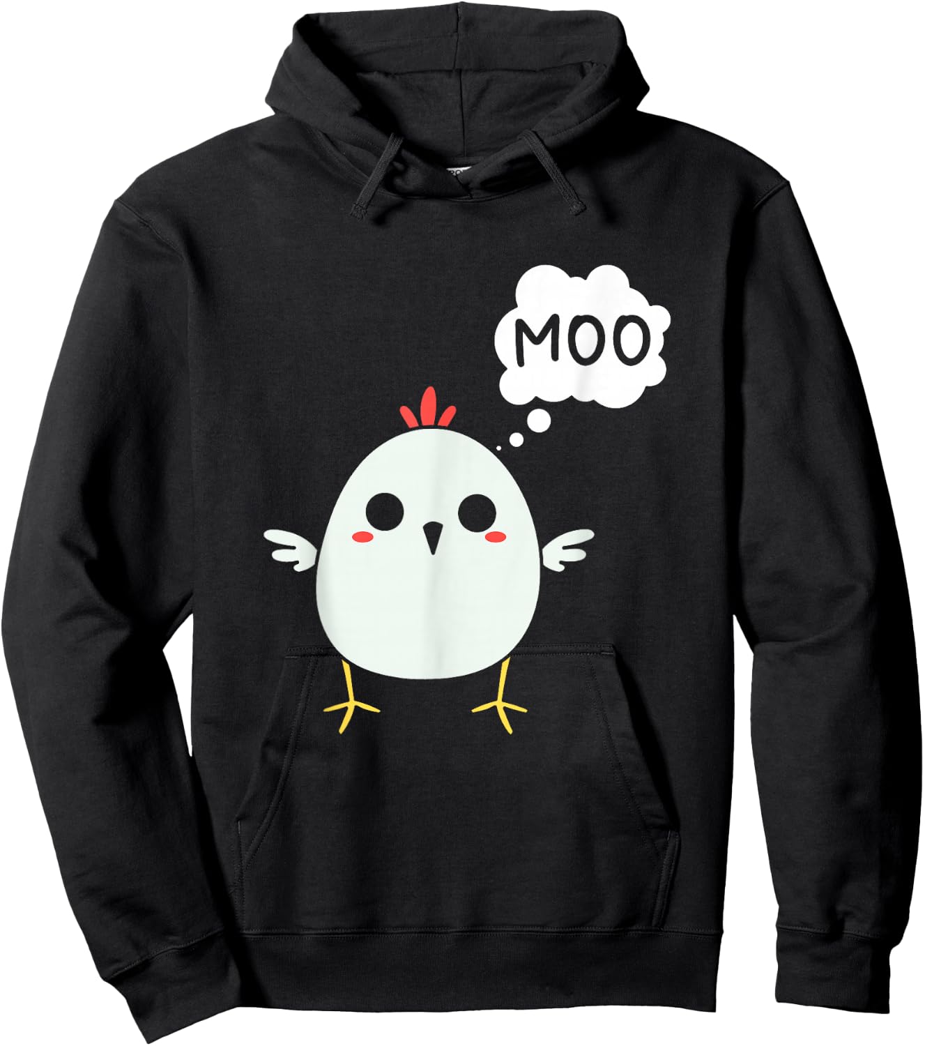 Funny Chicken Says Moo | Cow Chicken Kids Hoodie - Hoodie | Black