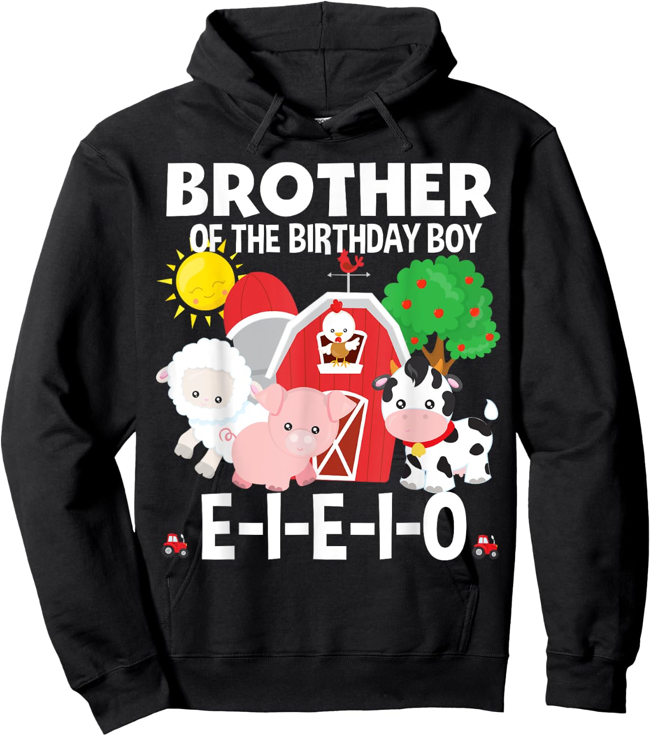 Brother Birthday Boy Old MacDonald Birthday Party Matching Hoodie - Hoodie | Black