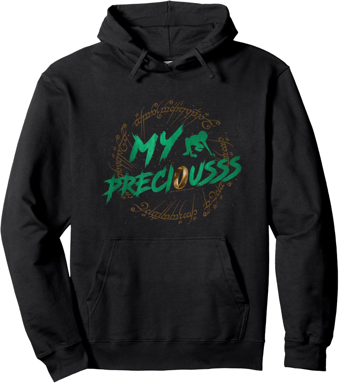 The Lord of the Rings My Precious Gollum Ring Vintage Text Hoodie - Hoodie | Black