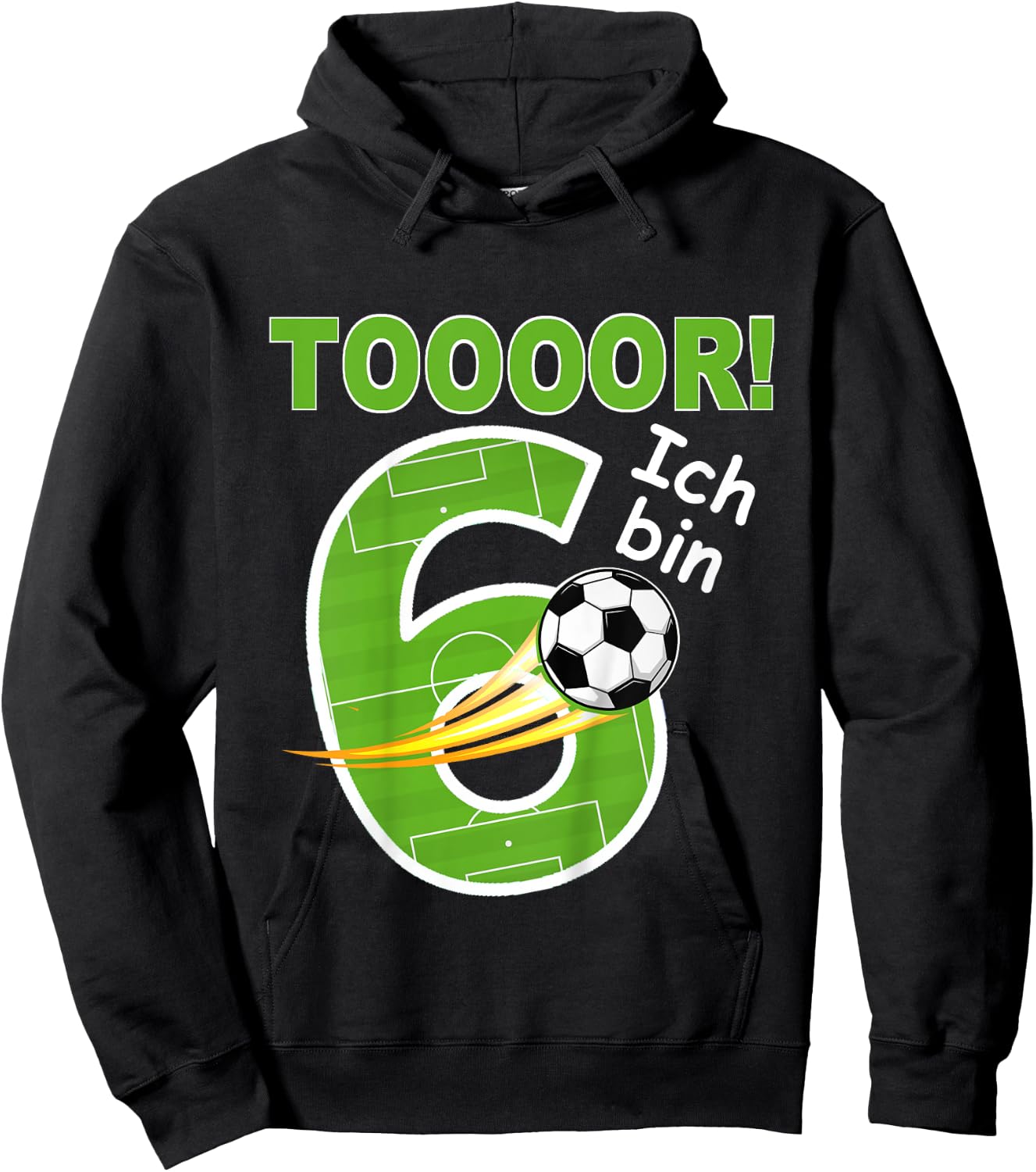 Children's Football Birthday Outfit "Ich bin 6 Jahre ", black Hoodie - Hoodie | Black