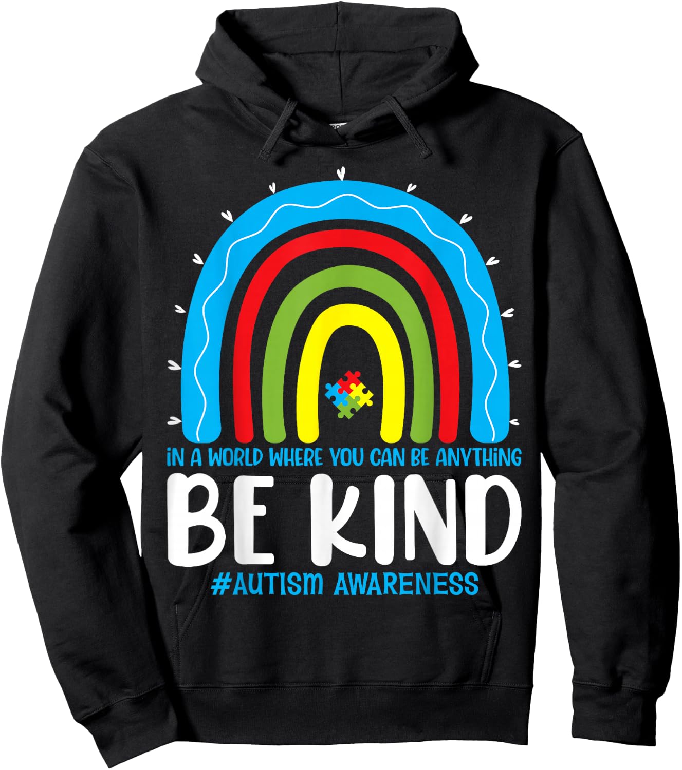 Be Kind Autism Awareness Rainbow Leopard Choose Kindness Hoodie - Hoodie | Black