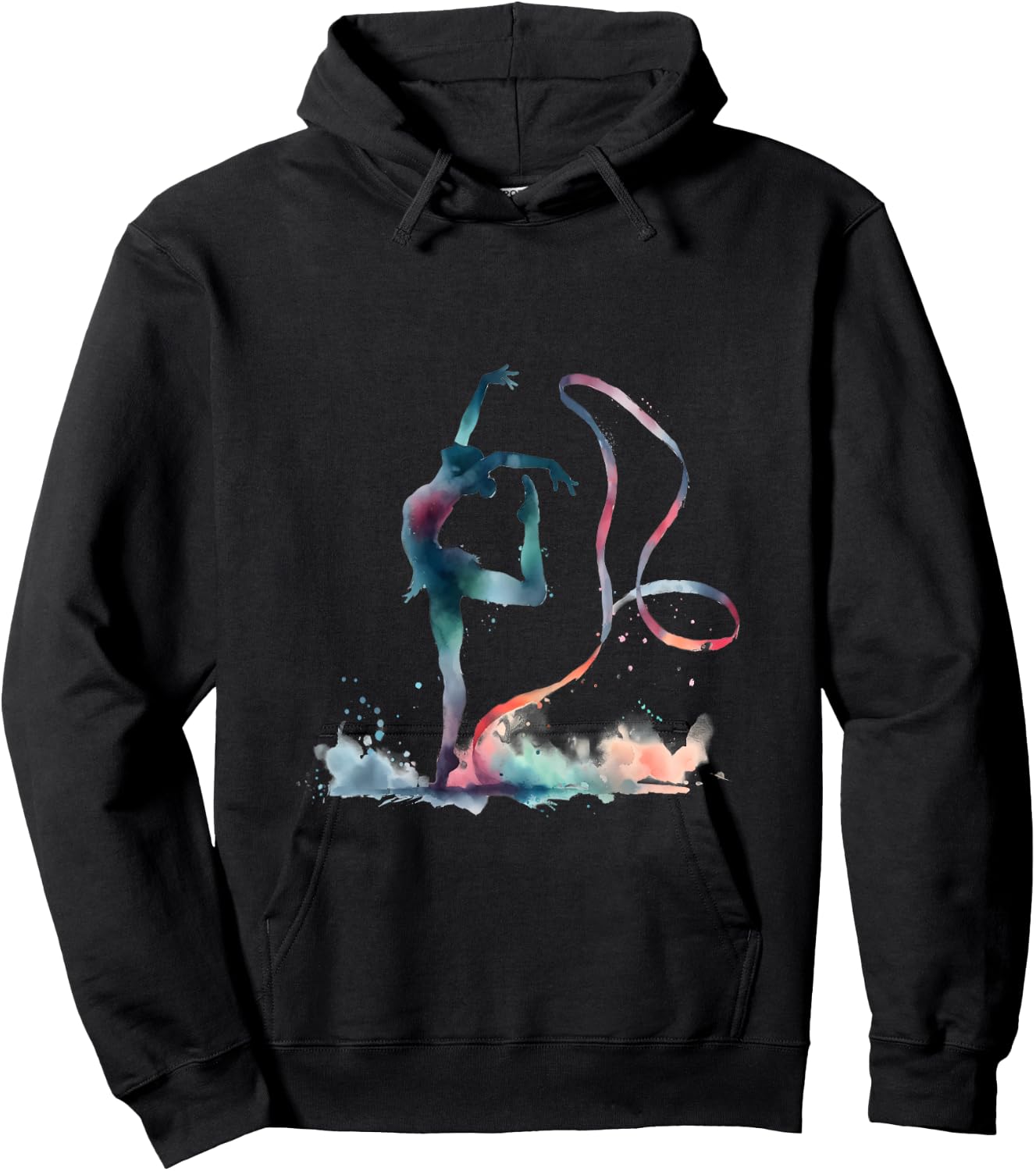 I Love Rhythmic Gymnastics Watercolor GRS Ribbon , white, Female X-Small Hoodie - Hoodie | Black