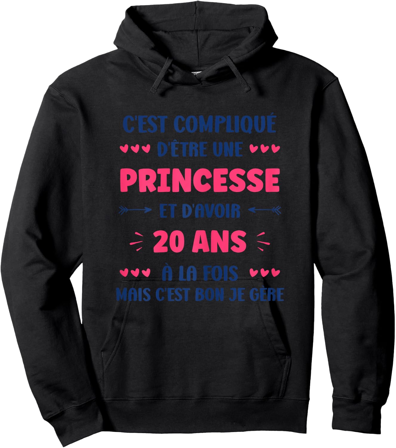 Girl 20 Years Teen Humor Princess Birthday 20 Years , white Hoodie - Hoodie | Black
