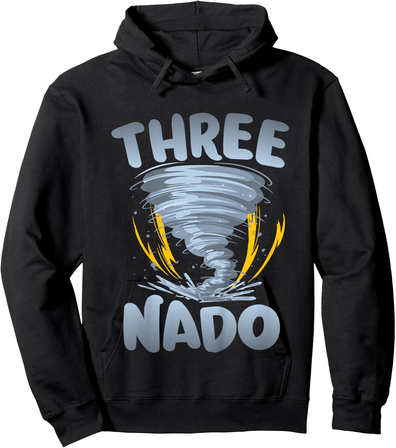 Three-nado Warning 3rd Birthday Tornado Themed Birthday Hoodie - Hoodie | Black