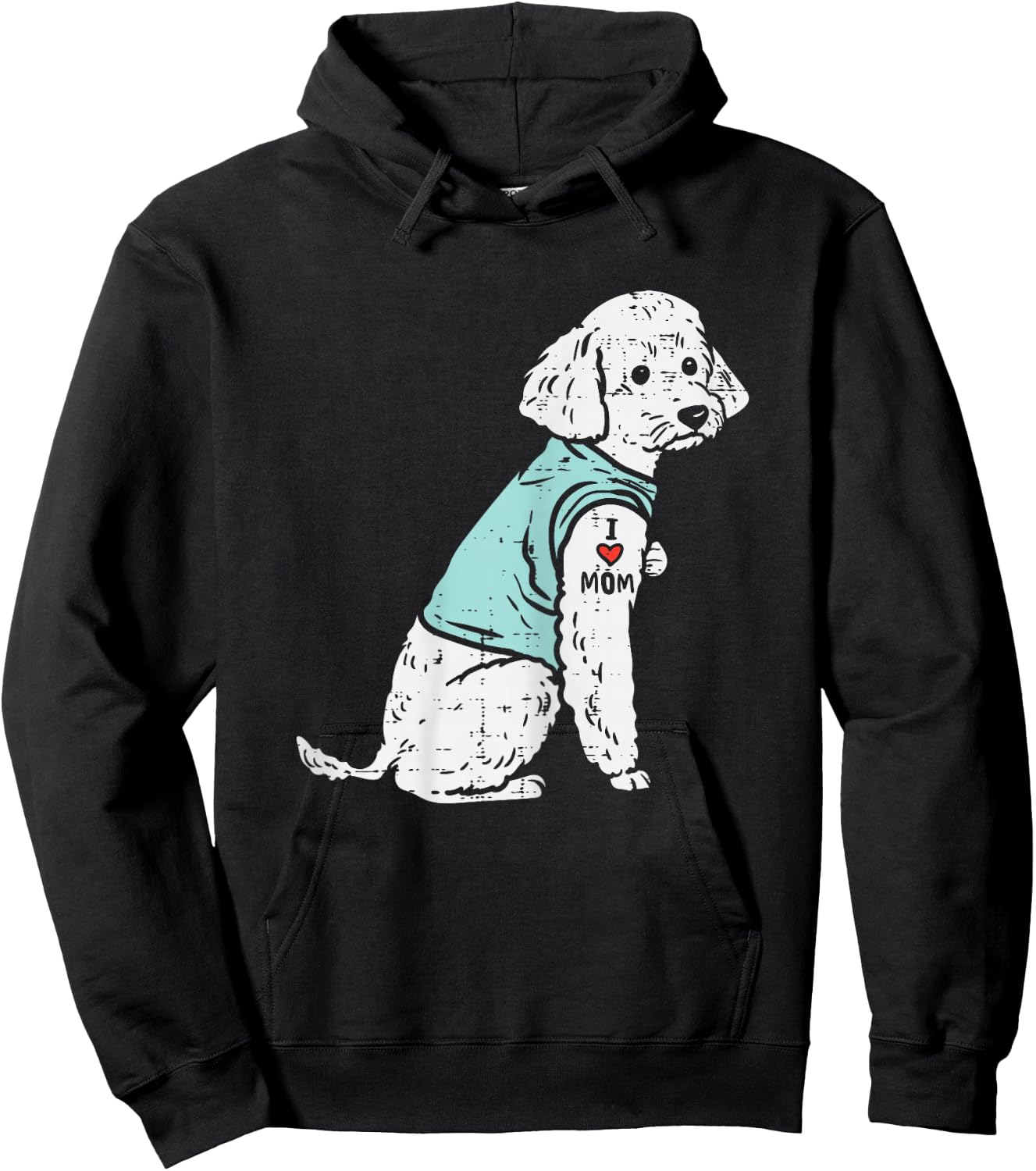 Poodle I Love Mom Tattoo Cute Pet Dog Owner Lover Women Gift Hoodie - Hoodie | Black
