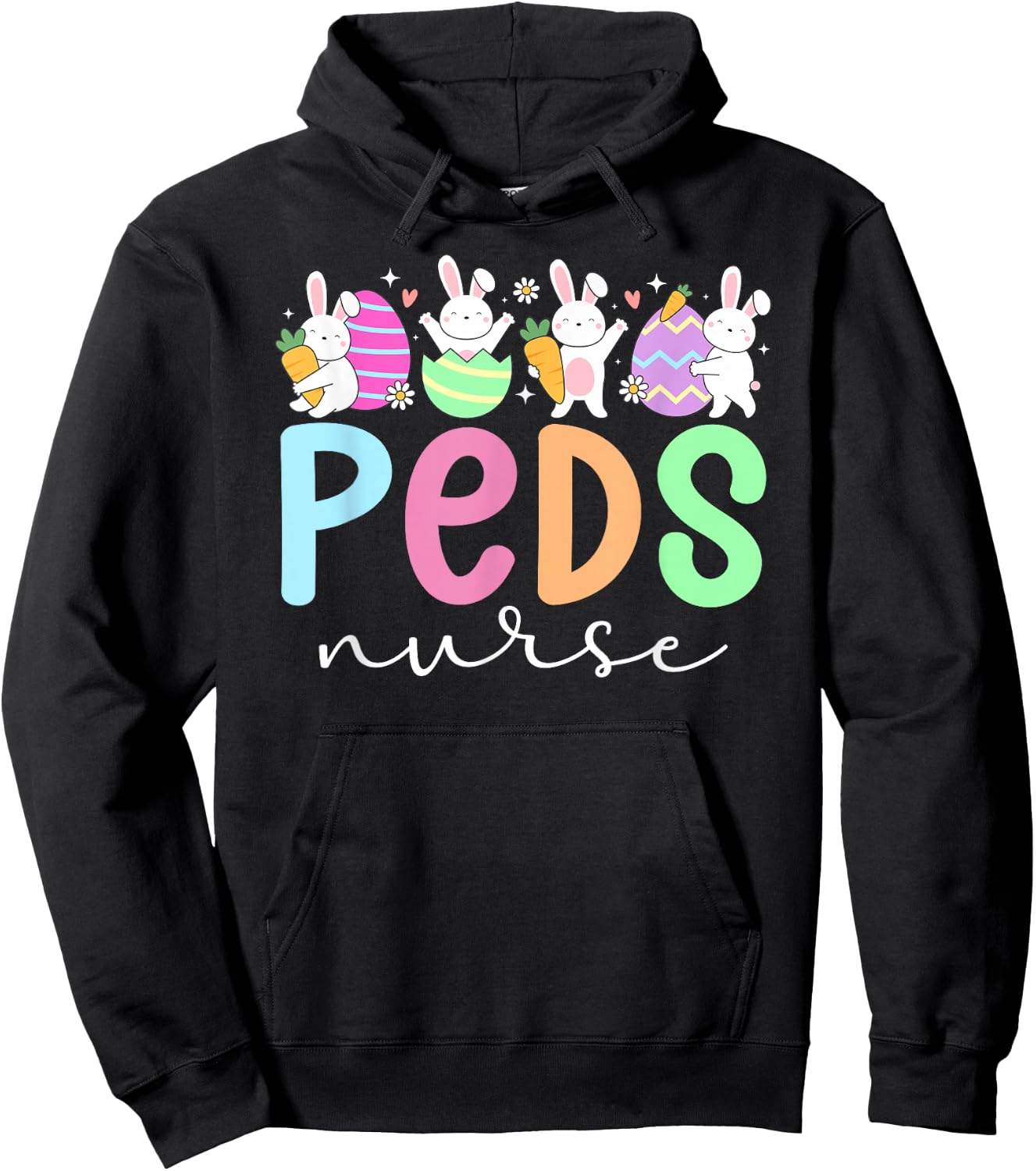 Peds Nurse Easter Bunny Pediatric Nurse Easter Day Hoodie - Hoodie | Black