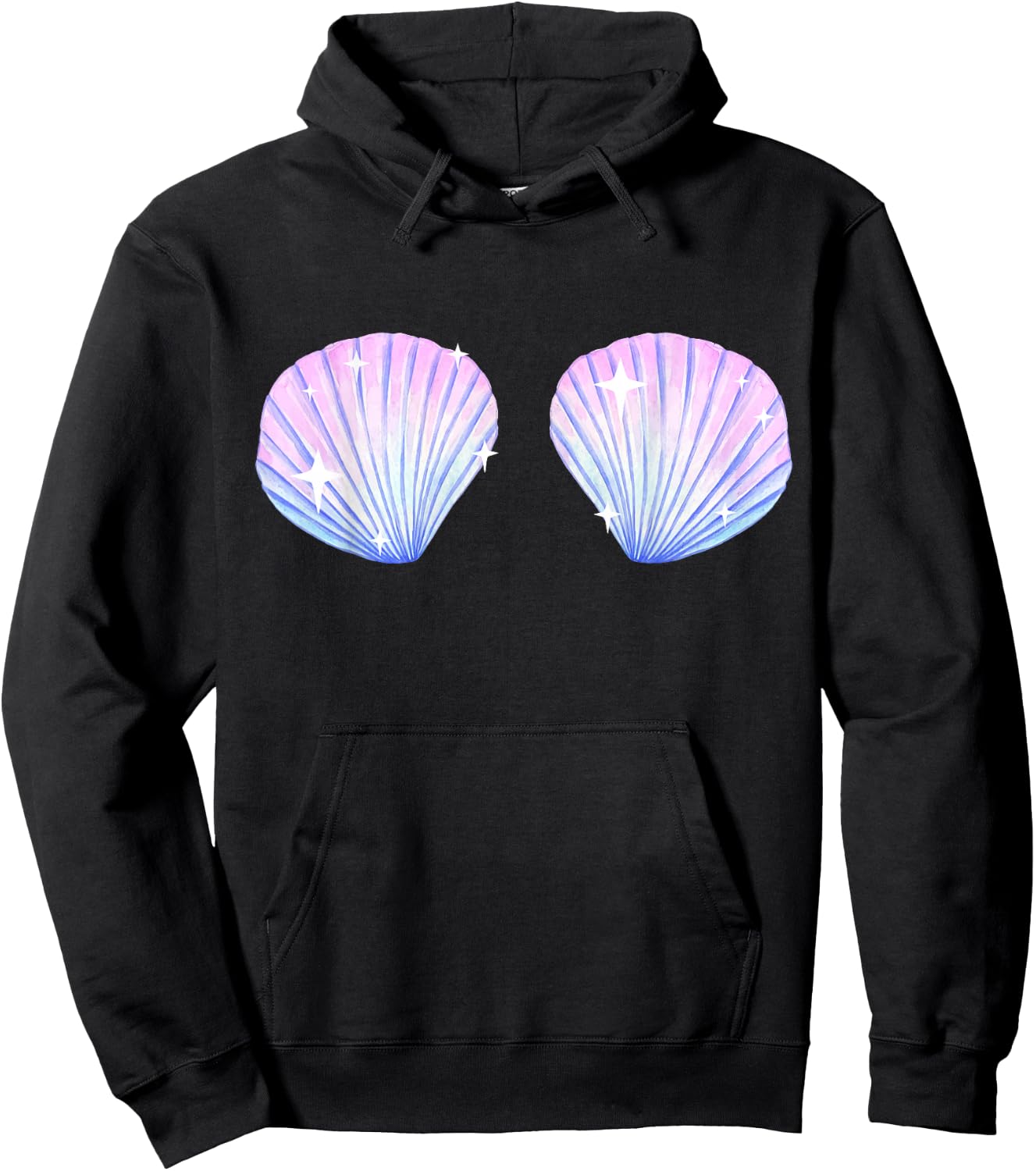 Seashell Mermaid Bra Brassiere Bikini Clam Shell Hoodie - Hoodie | Black