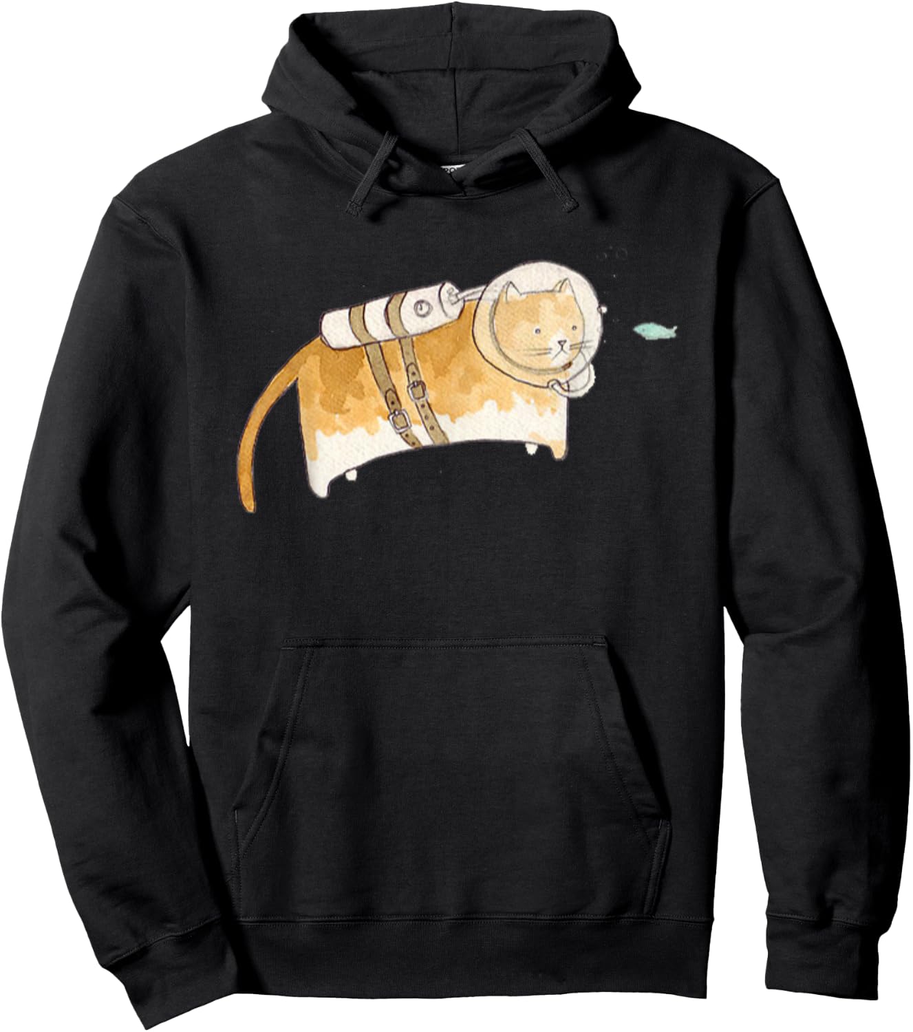 Scuba Cat Diving | Funny Scuba Diving Underwater Women Girls Kids Hoodie - Hoodie | Black