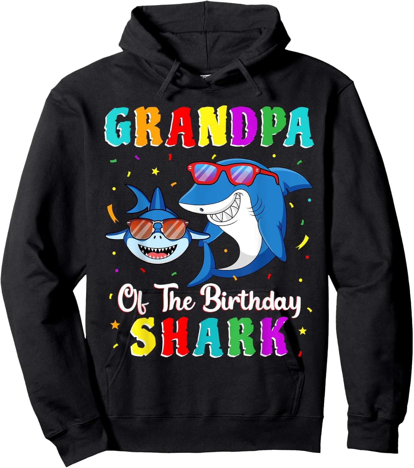 Grandpa Of The Shark Birthday Family Birthday Grandson Hoodie - Hoodie | Black