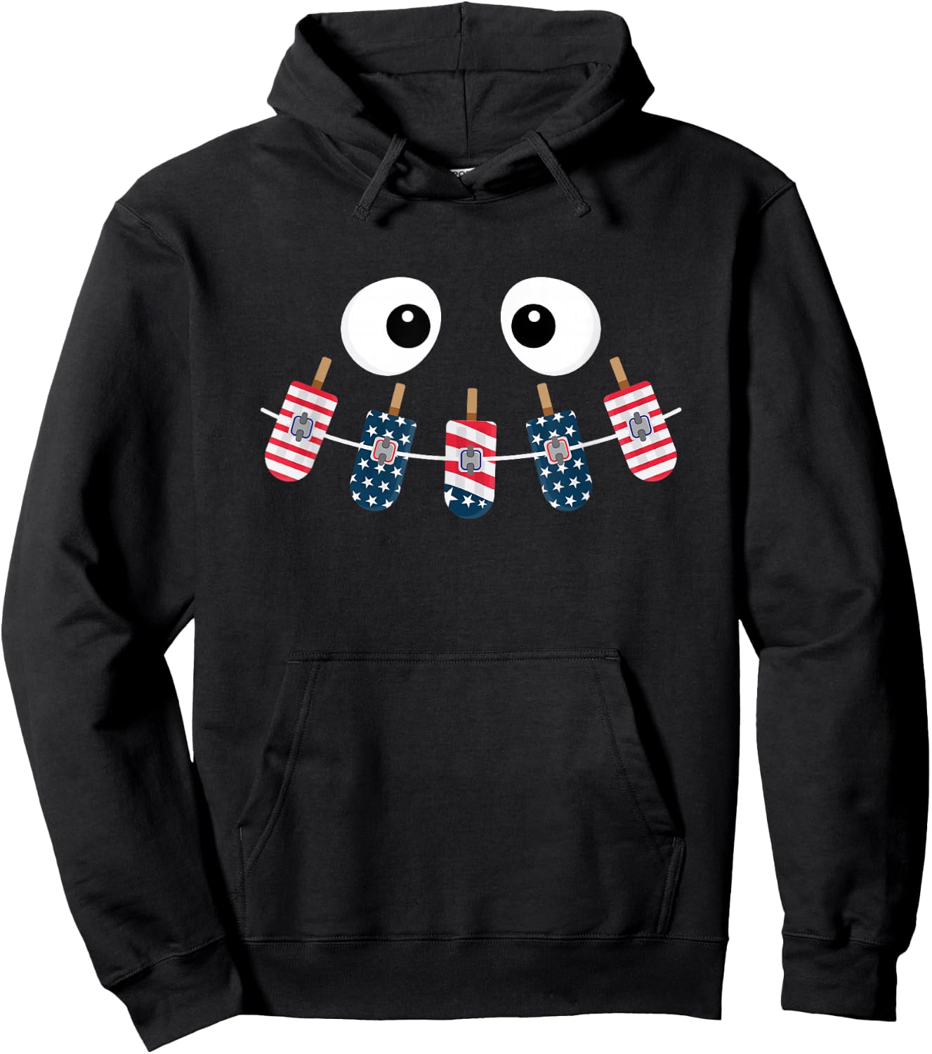 Orthodontist 4th of July Dental Brace Rubber Bands Popsicle Hoodie - Hoodie | Black
