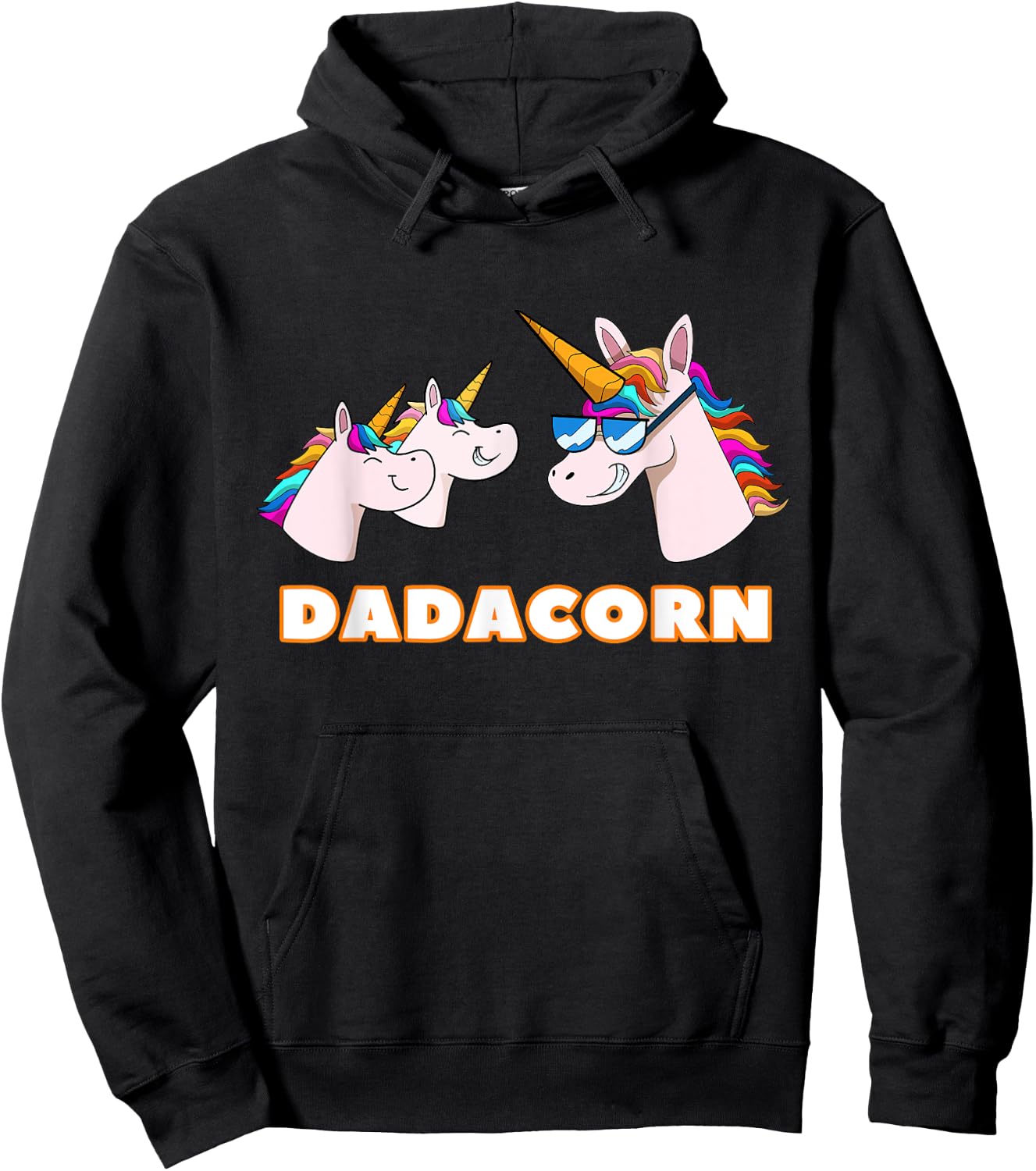 Dadacorn Daddy Unicorn 2 Children Father's Day Dad Hoodie - Hoodie | Black