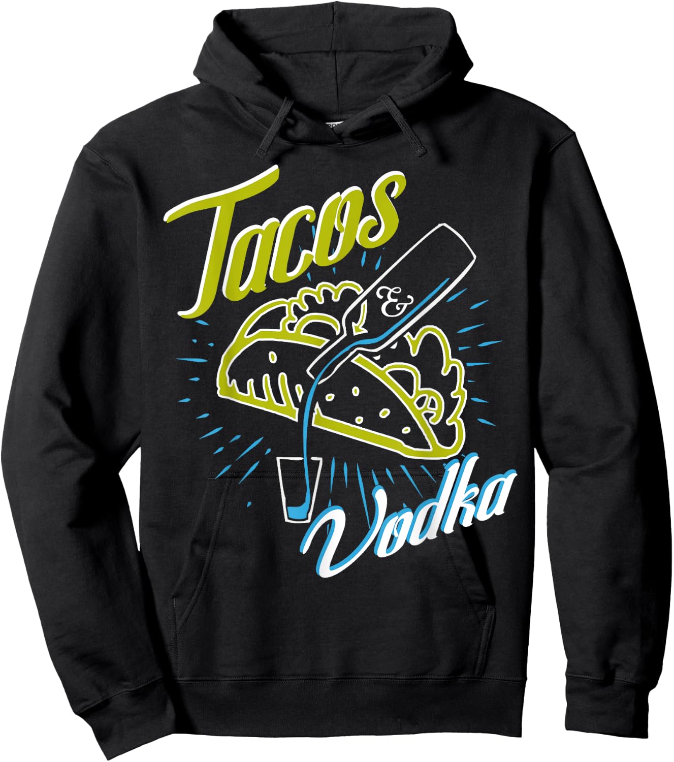 Tacos and Vodka Funny Humor Vintage Drinkers Party Hoodie - Hoodie | Black