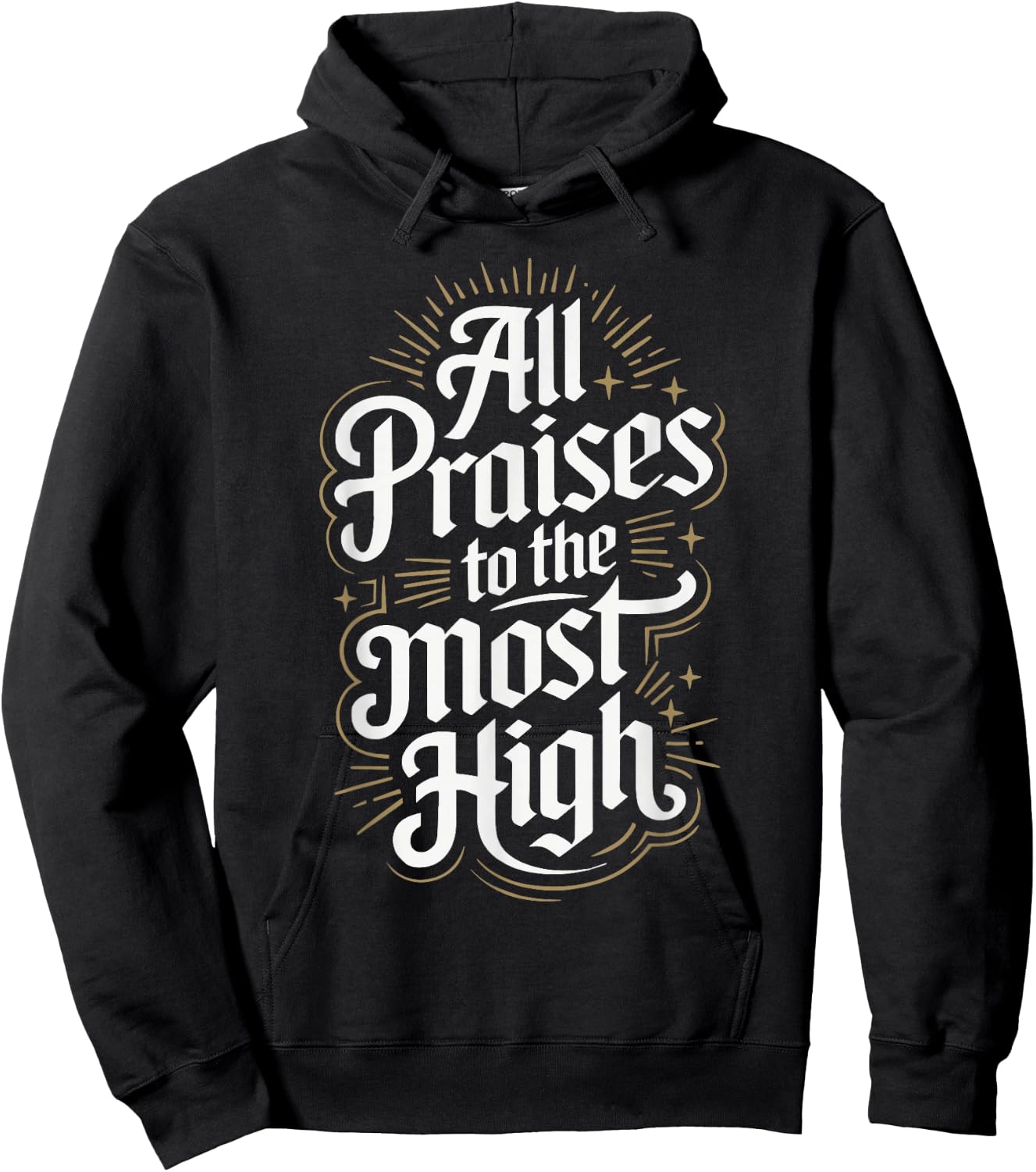 Yahweh Designs Hebrew Israelite All Praises to the Most High -Adult - Black - Small - Short Sleeve Hoodie - Hoodie | Black