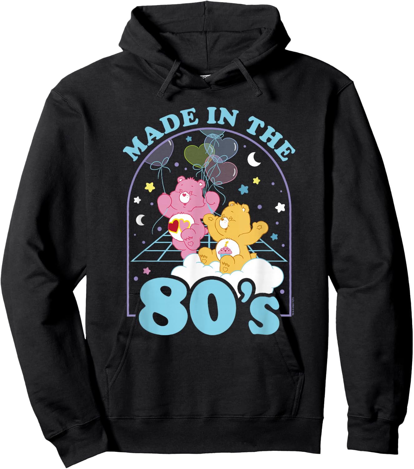 Care Bears Birthday Bear Love-A-Lot Bear Made In The 80's , black Hoodie - Hoodie | Black