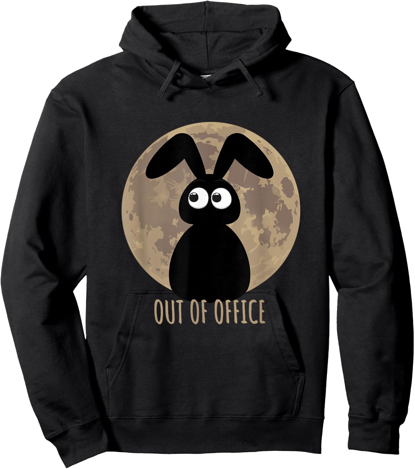 Out of office with a sweet Easter bunny before the moon , black Hoodie - Hoodie | Black